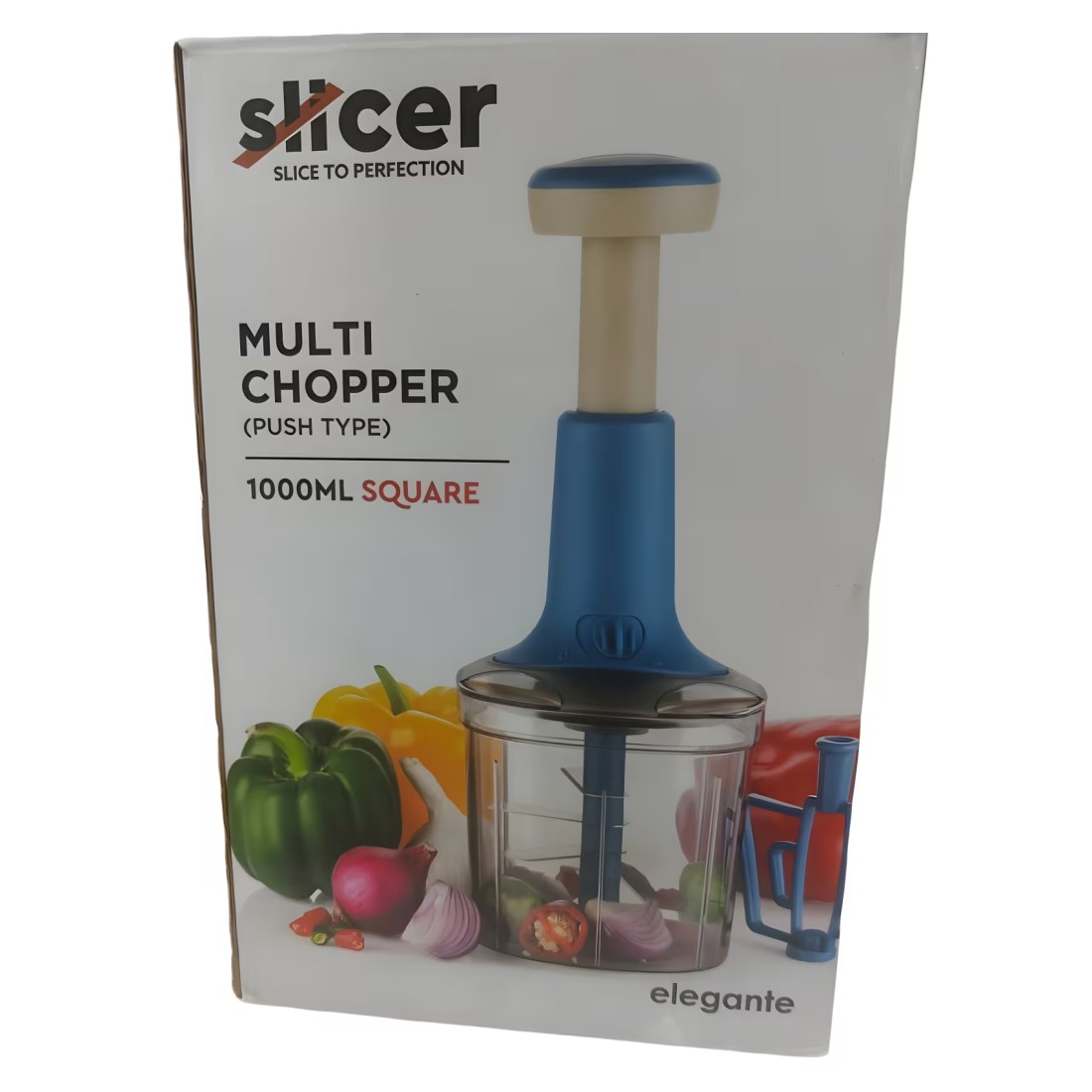 Elegante Slicer Push Type Square Shaped Multi Chopper 1000ml