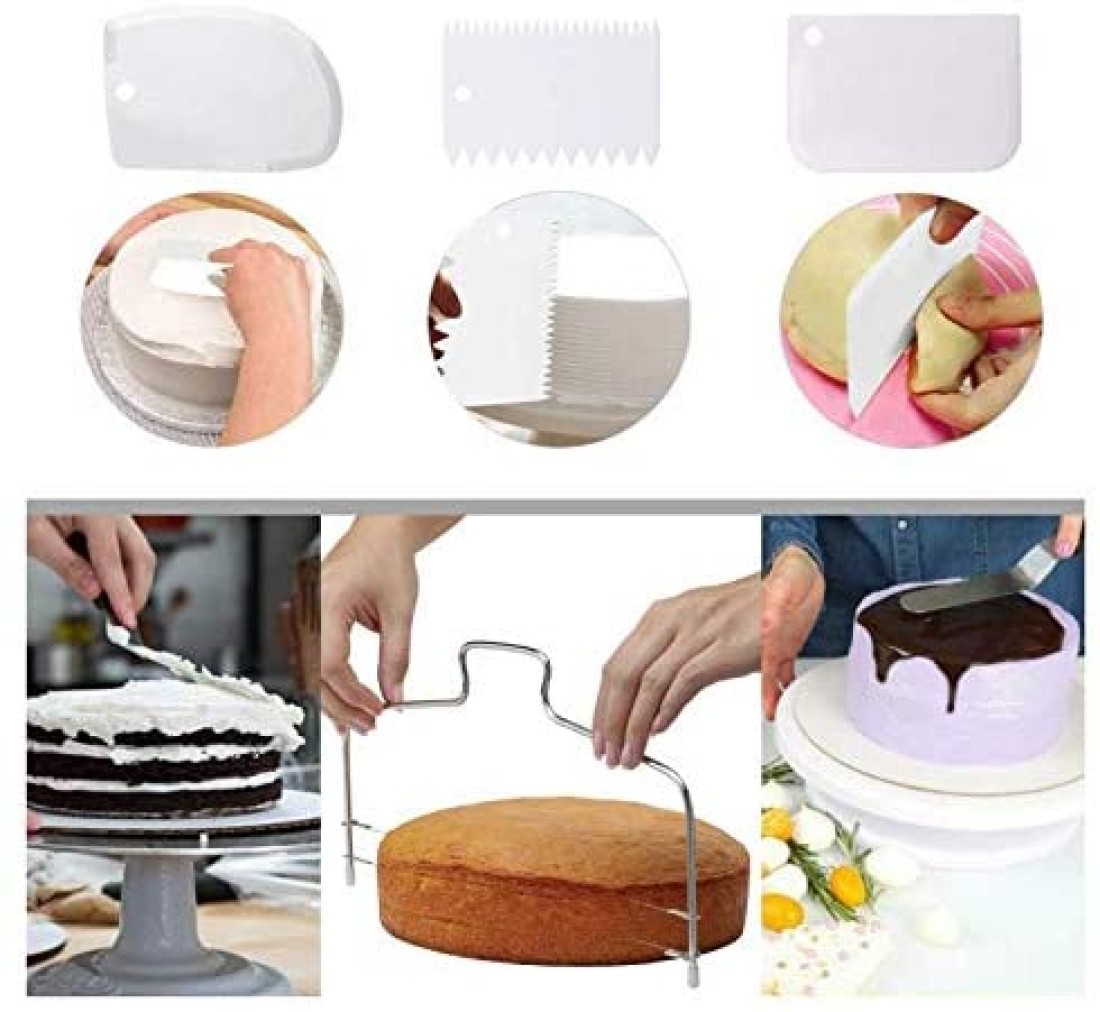 Cake Decorating Supplies,21pcs Cake Decorating Kit with Cake Rotating Turntable, Icing Spatulas,Cake Scrappers, Cake Cutter, Piping Nozzles,Pastry Bag,Piping Tip Couplers