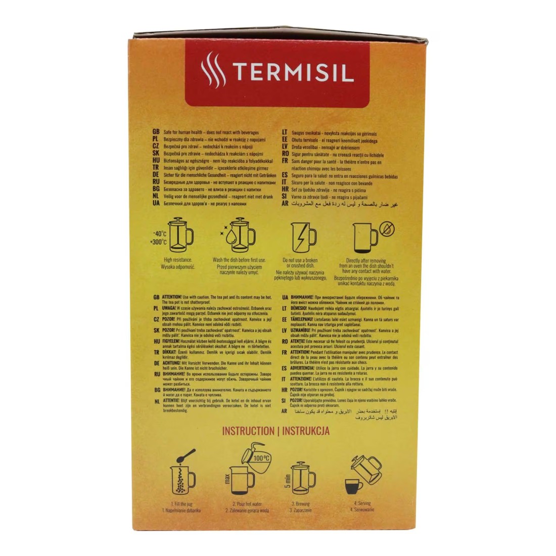 Termisil Essence Borosilicate Glass Herbal Tea And Coffee Press With Infuser Clear 1L