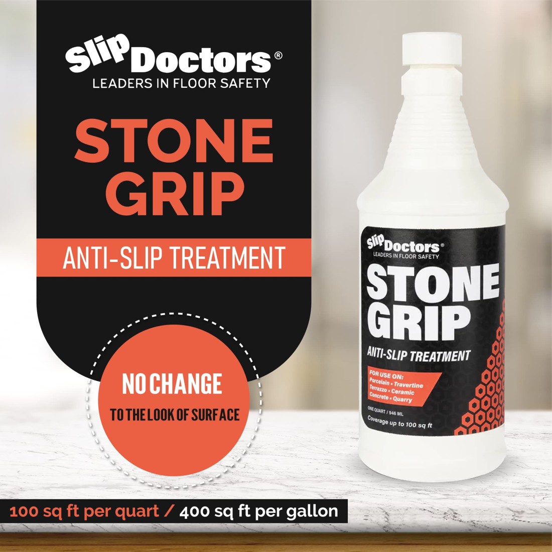 Stone Grip Industrial Gallon NonSlip Floor Treatment for Tile and Stone to Prevent Slippery Floors IndoorOutdoor ResidentialCommercial Works in Minutes for Increased Traction