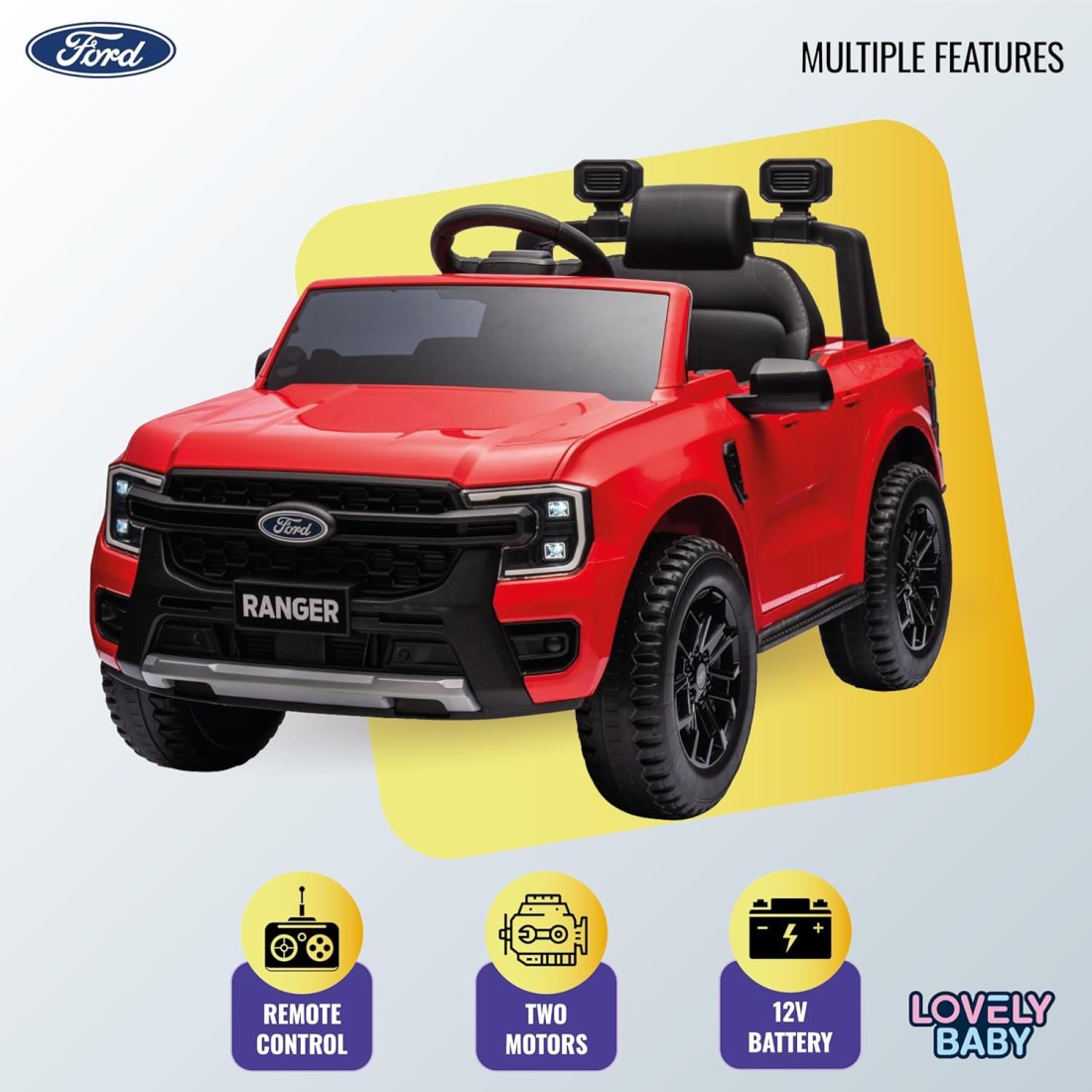 Lovely Baby Power Riding SUV Car LB 707L for Kids, Electric Ride On, Battery Operated Car, Leather Seats, Toddler Car, Music Play MP3-USB - Red