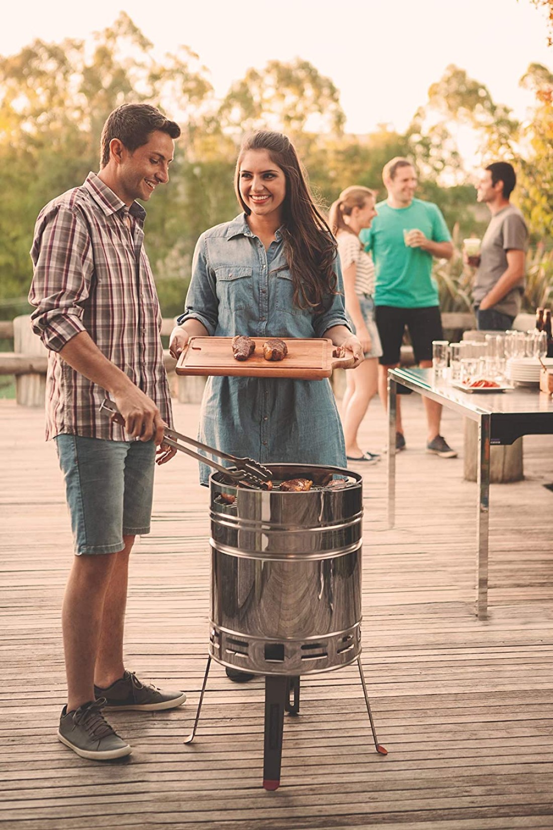 Tramontina Grill Tcp 400 100% Stainless Steel Charcoal BBQMore Resistant, Charcoal Tray And Grill Slot Handles, 26500/006