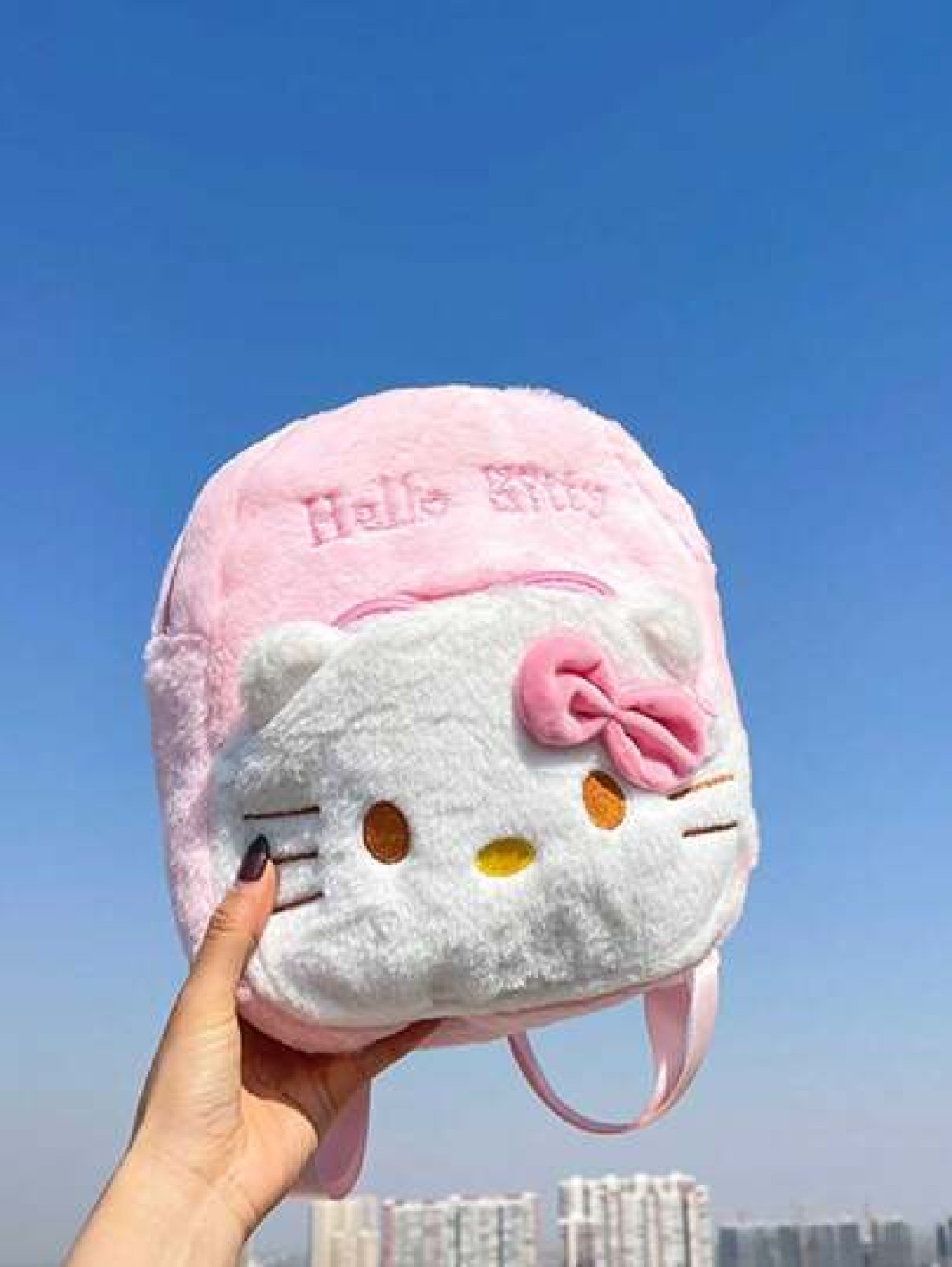 Sanrio حقيبة مدرسية صغيرة لأطفال كارتون Kuromi و Melody من سانريو، ظهر كرتوني لطيف من القطيفة