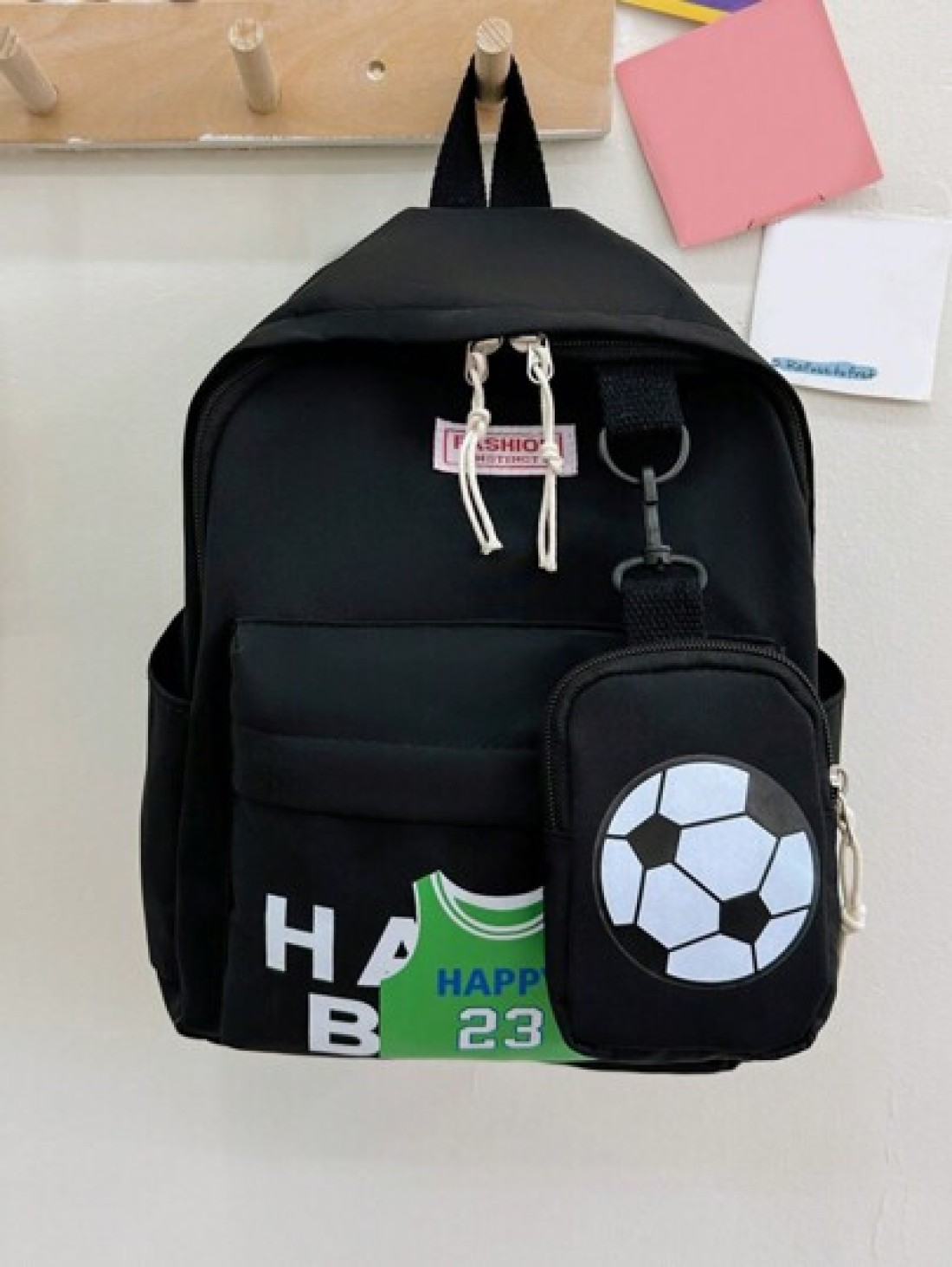 2pcs Set Football Pattern Stylish Backpack And Mini Backpack Niche Design Sports Style Cute Bags For Teens