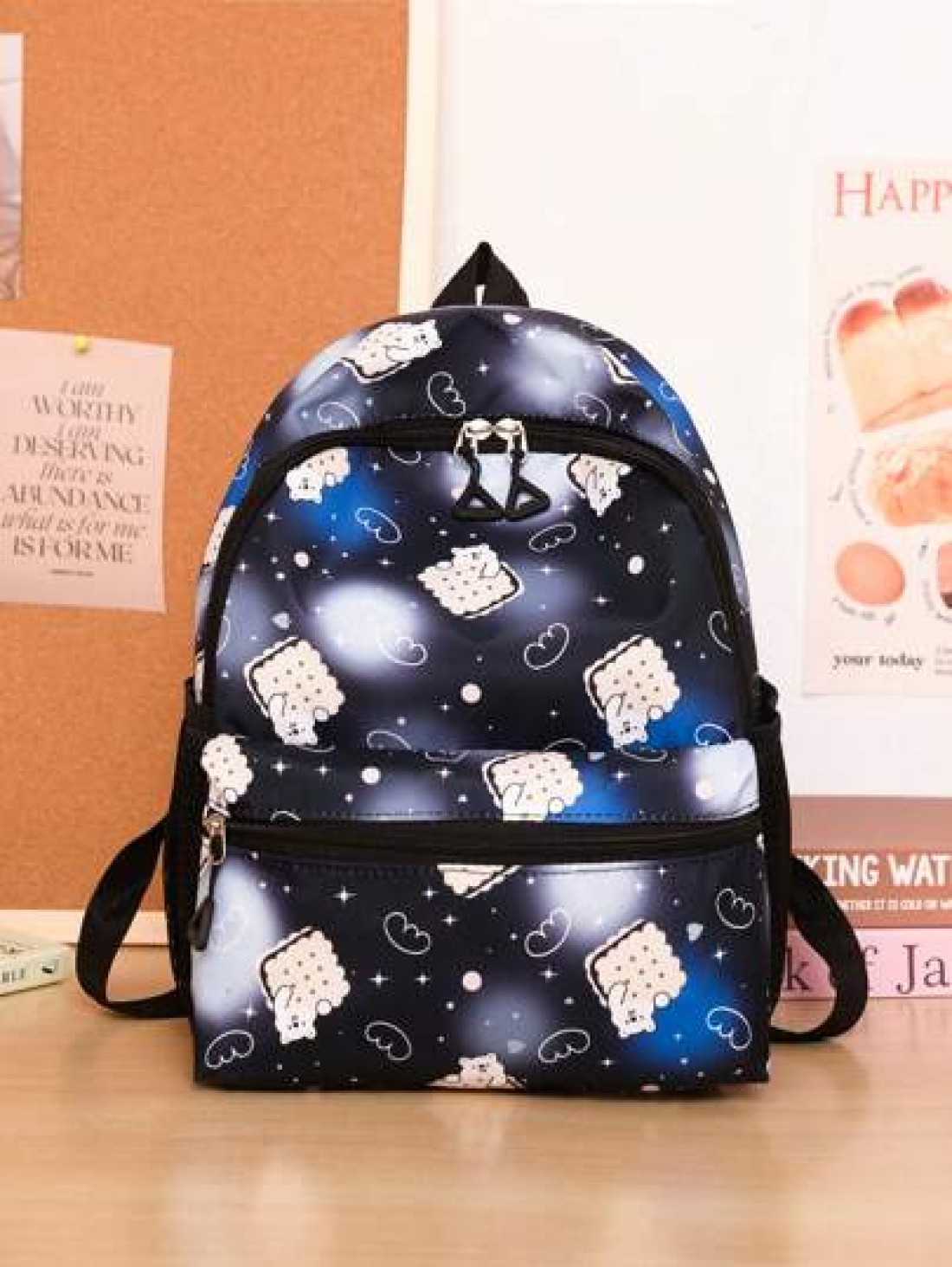 1pc Backpack Nylon Zipper Closure New Cute Schoolbag Dreamy Colored All Match Backpack Cartoon Backpack Suitable For Daily Outings Outings Perfect Gift For Boys And Girls