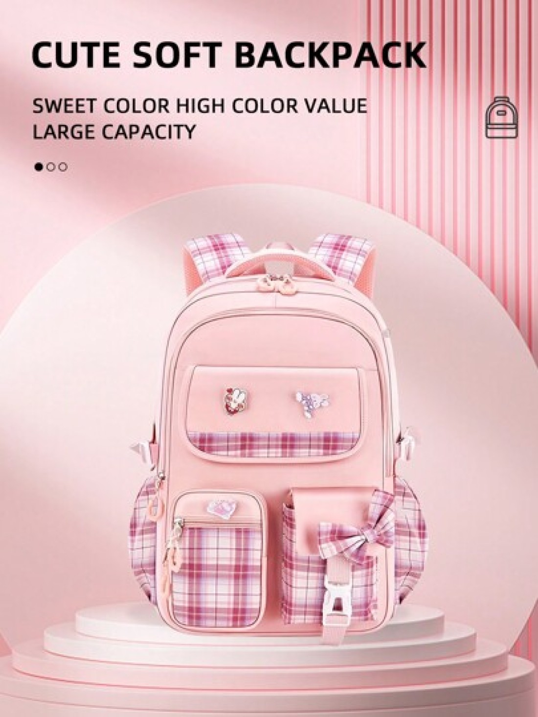 1pc Girl School Backpack Cute Children Backpack Girl Elementary Student Backpack With Compartments Back To School Gift