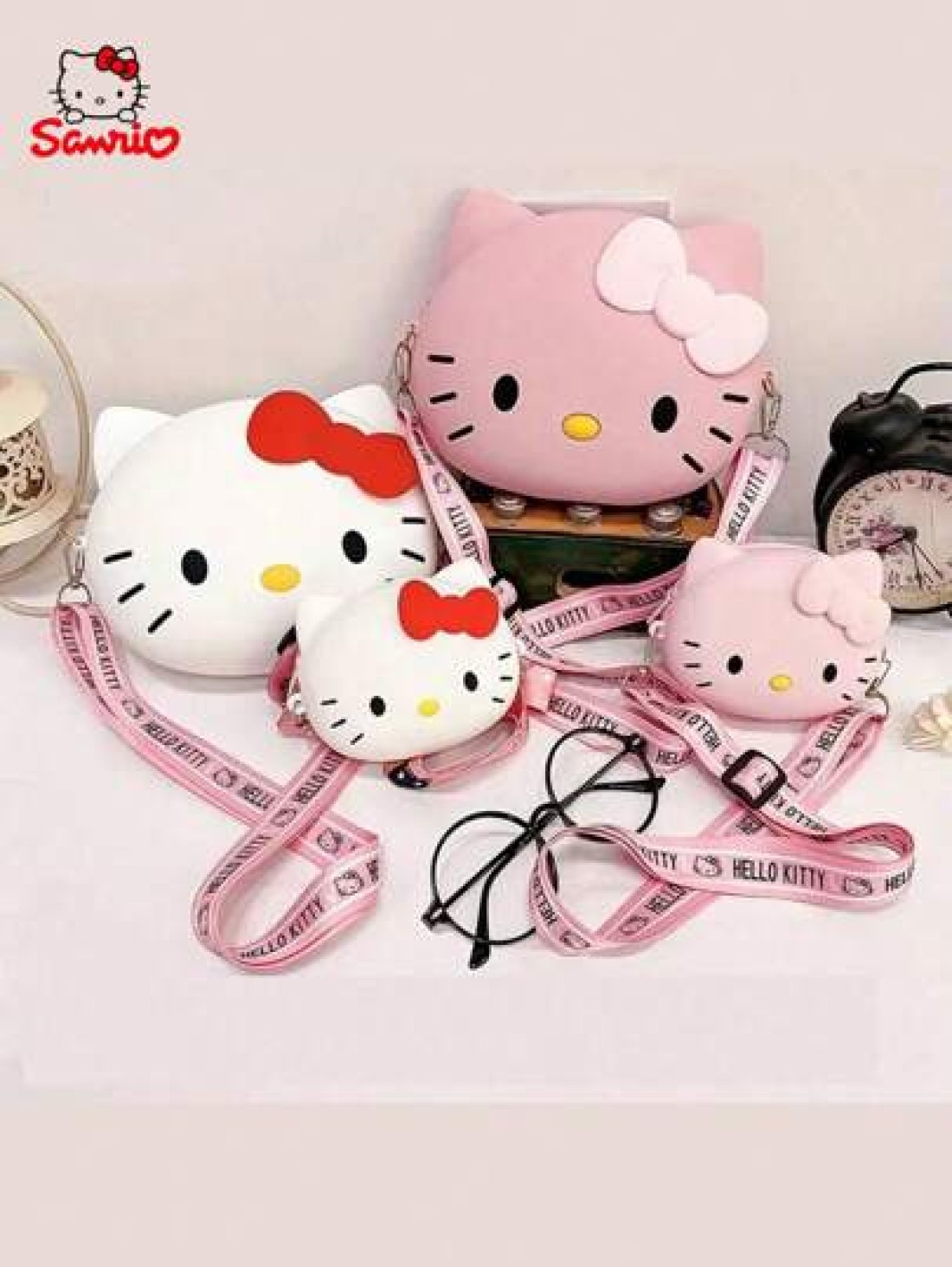 Sanrio حقيبة عبر الجسم بنمط كارتوني كيتي مرحبا قابلة للاستخدام كحقيبة كتف هدية للفتاة