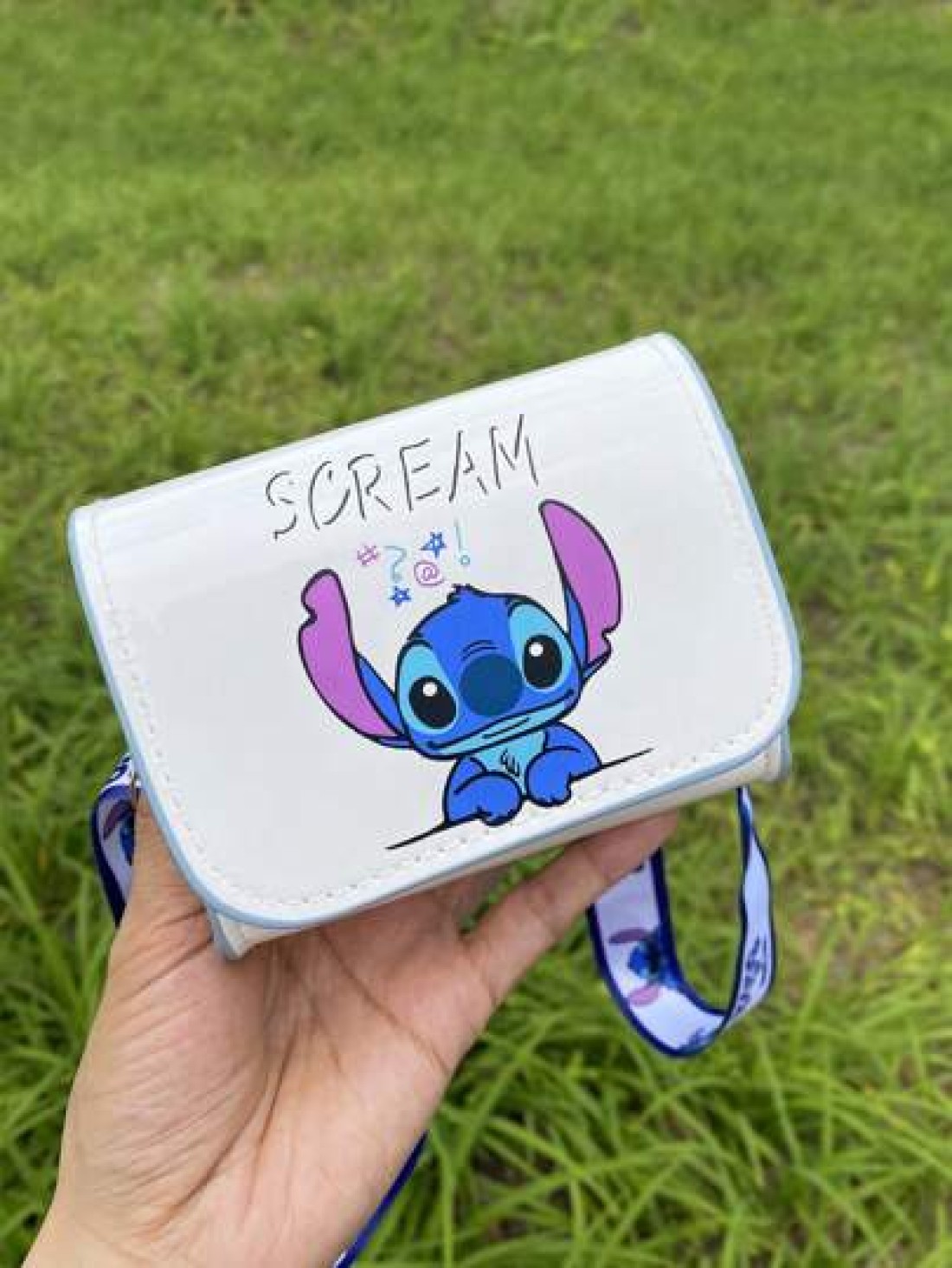 Disney قطعة واحدة حقيبة كتف وعبر الجسم للأطفال لحمل الوجبات الخفيفة، بتصميم الشخصية الكرتونية ستيتش الكيوت والأ