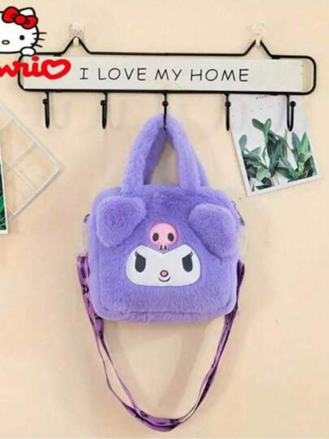 Sanrio حقيبة يد قطعة واحدة من Sanrio للشخصية الكرتونية الجميلة، حقيبة تسوق قابلة للتعديل ذات مقبض ثلاثي الأبعاد لفت