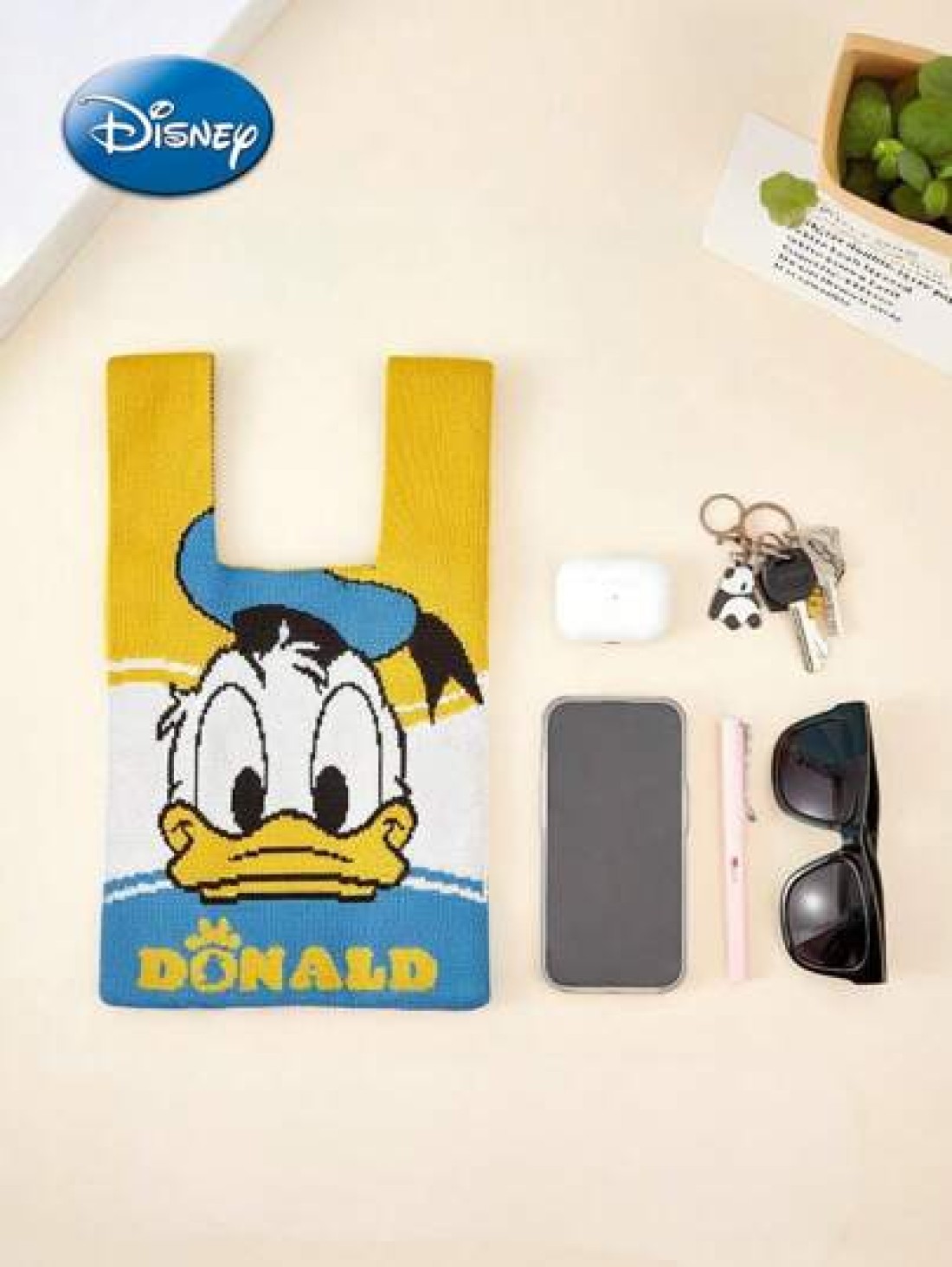 Disney Disney New Small Cartoon Knit Handbag Kids Convenient Tote Bag Cute Stitch Donald Duck Mickey Minnie Student Fashionable Lightweight Handbag