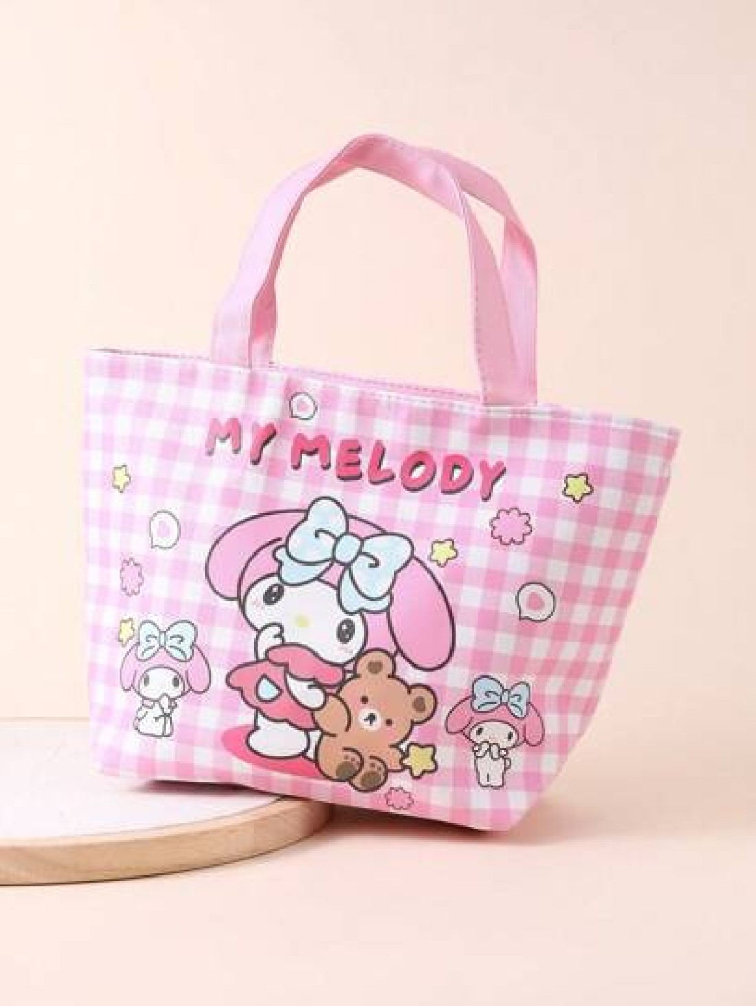 Sanrio 1 حقيبة غداء عازلة للحرارة بشكل فتاة كرتونية كيوت من ساريو، حقيبة صندوق بنتو كبيرة السعة لطالب كورومي وباش