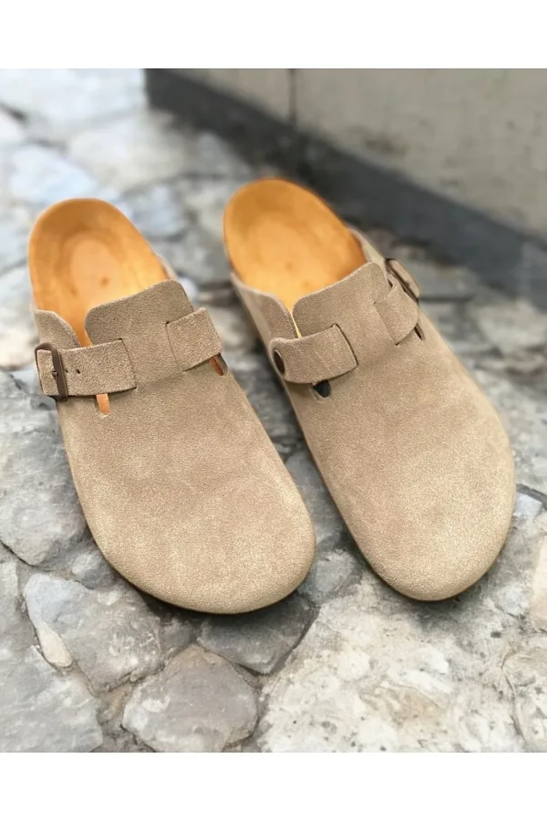 Land of Cork Unisex Suede Snap Closed Slippers - Anatomical Natural Cork Sole, Comfort