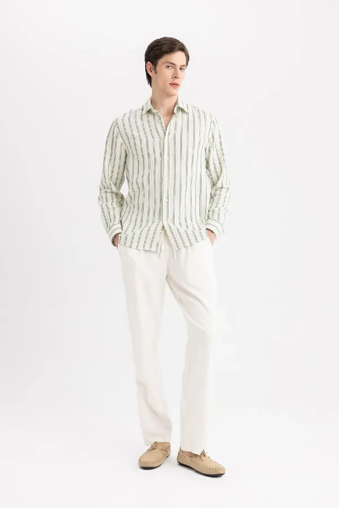 Defacto Viscose Trousers Regular Fit Straight Leg Pocket B4867Ax24Sp