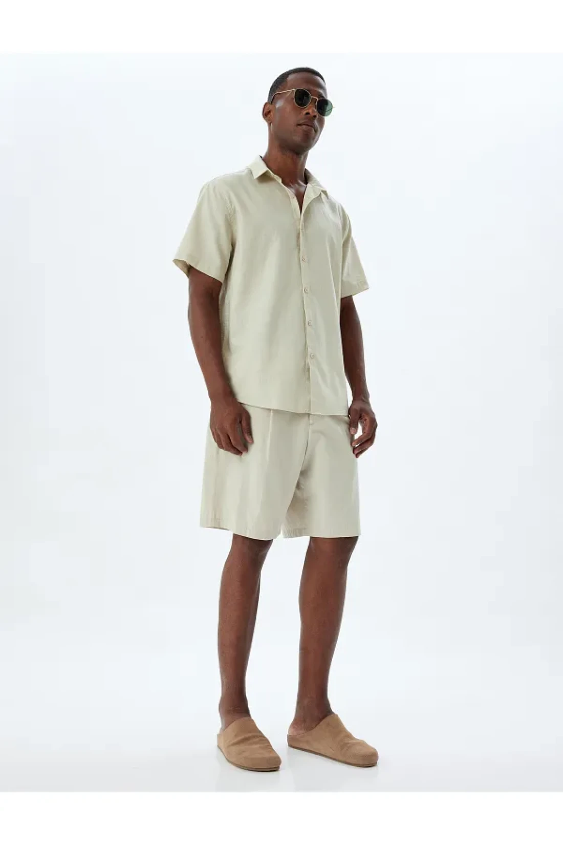 Koton Basic Short Sleeve Linen Blended Shirt