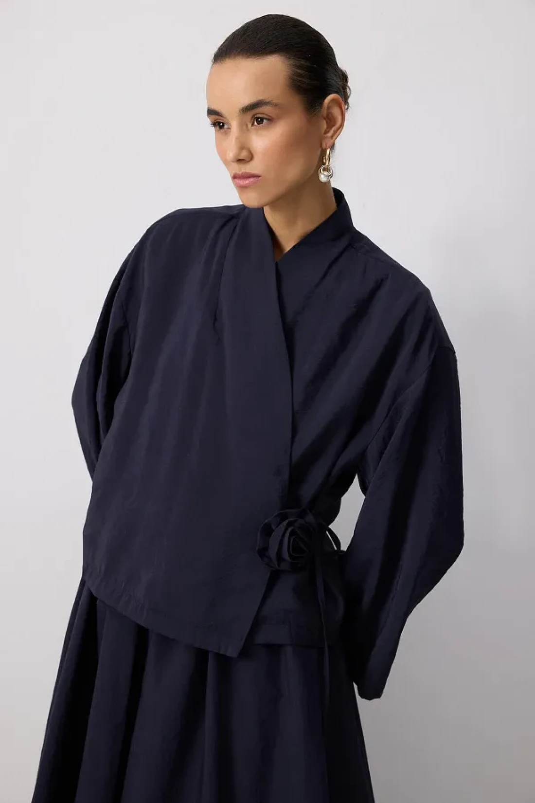 Touche Prive Flower Detail Modal Jacket Skirt Set