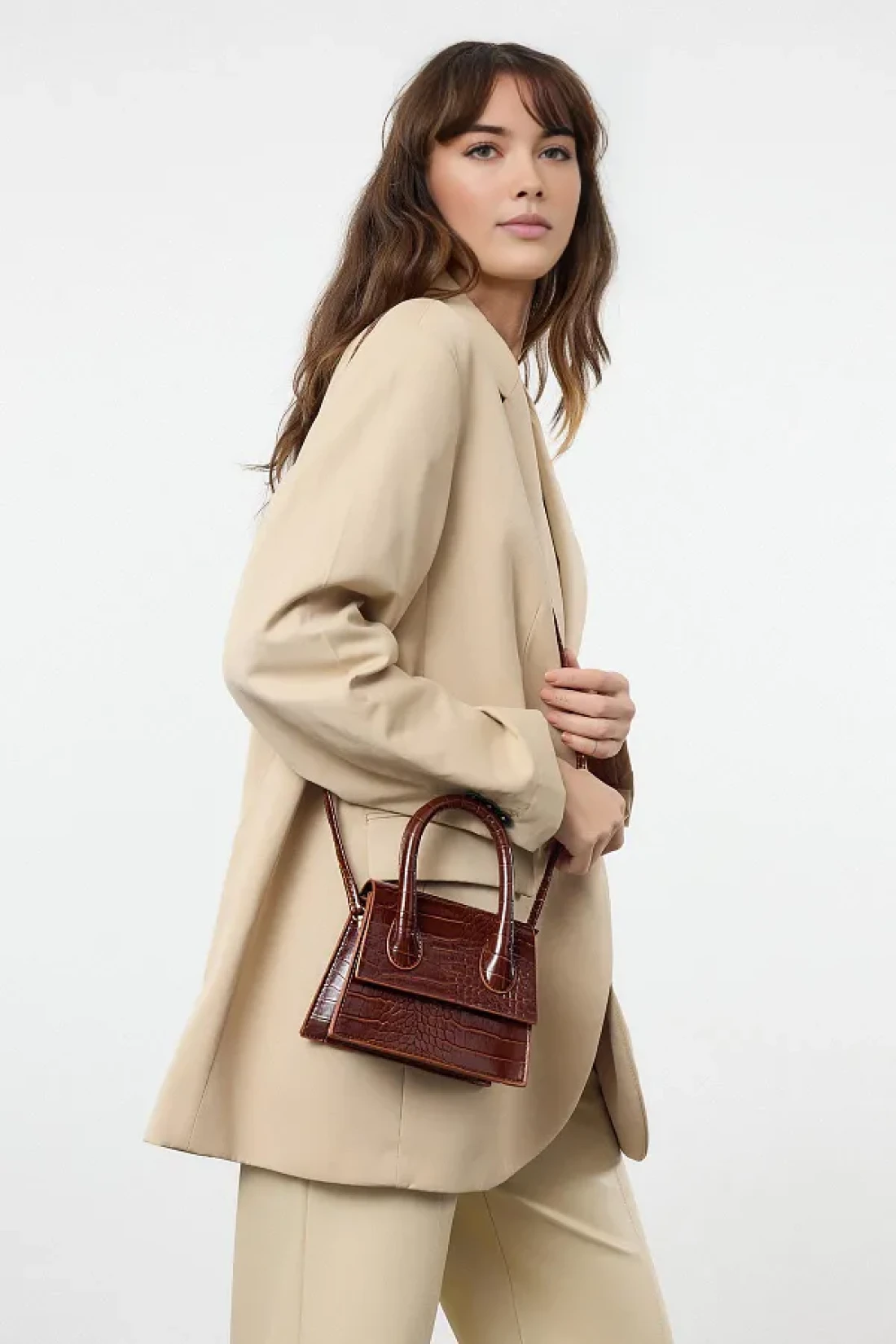 Trendyol Shoes Tan Textured Cross Strap Women's Mini City Bag Twoaw25Oc00000