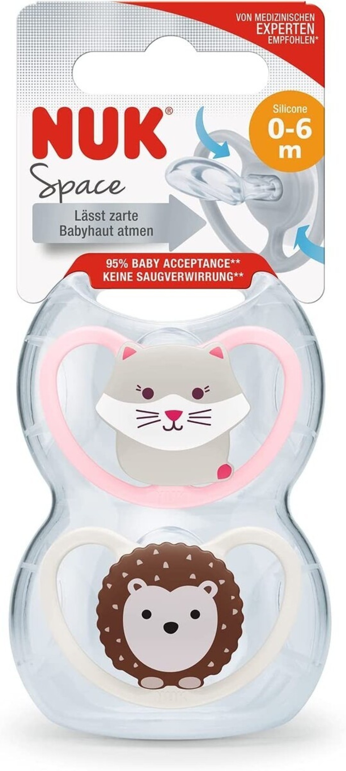 SPACE SILICONE SOOTHER 06M 2 BOX