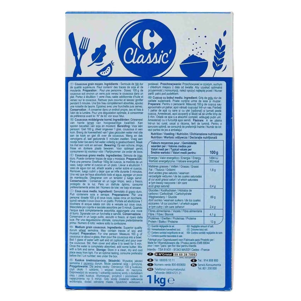 Carrefour Classic Medium Couscous 1kg