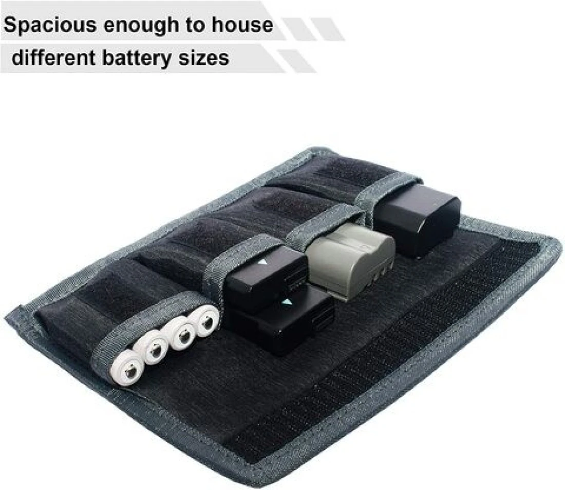 Coopic DSLR Battery Bag Holder Case For Aa Battery Lp-E6 Lp-E8 Lp-E10 Lp-E12 En-El14 En-El15 Fw50 F550 And More Suitable For Battery D800 5D Iii A77 (Grey)