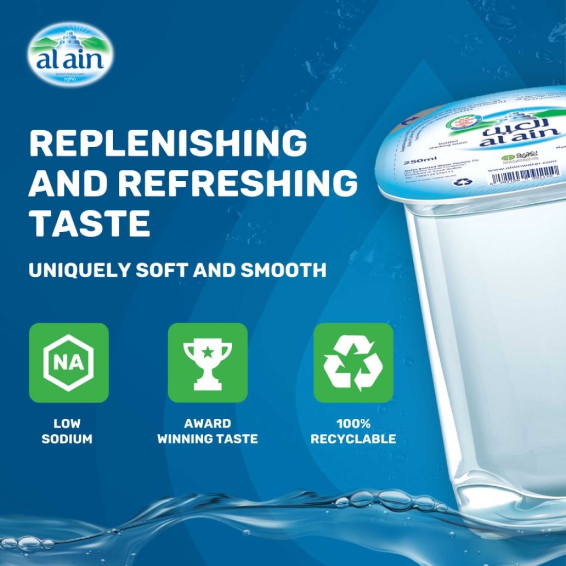 Al Ain Low Sodium Drinking Water Cups 250ml Pack of 24