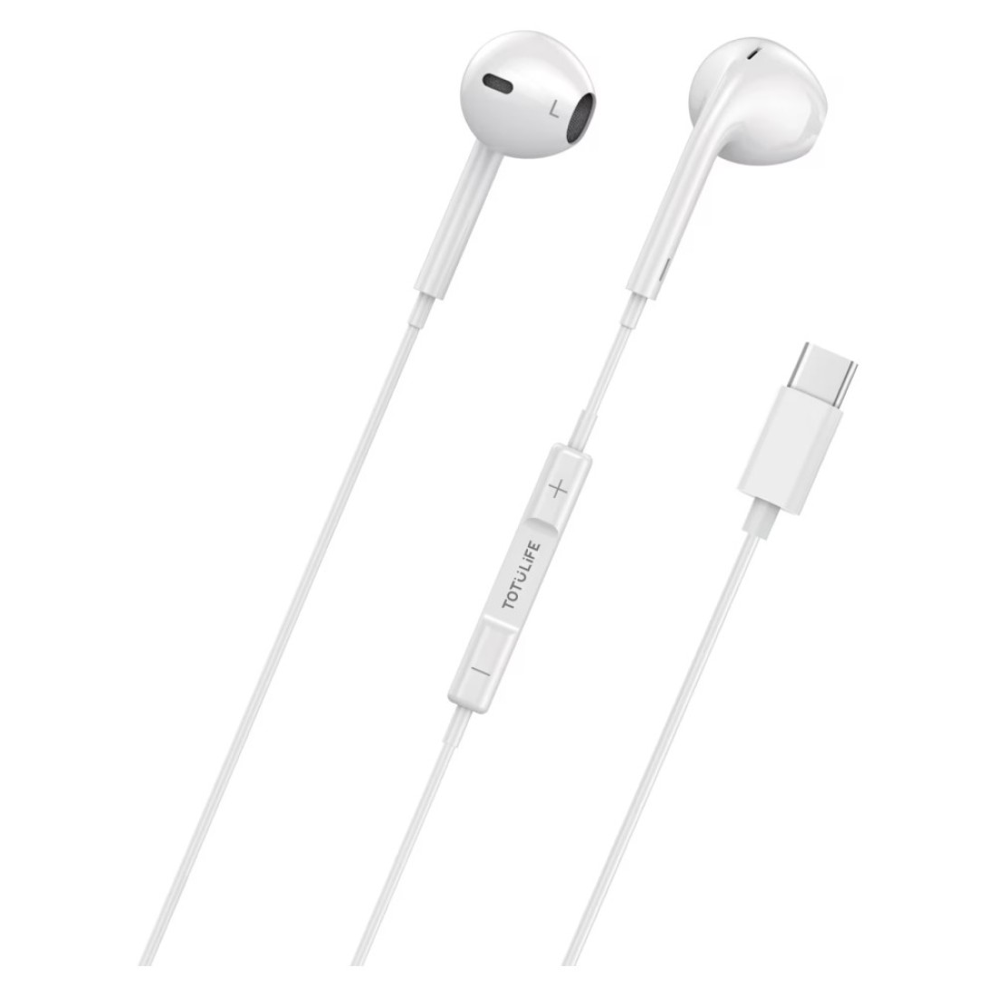 TotuLife Fame Series Stereo Wired In-Ear Earphones With USB-C Charging Cable And Microphone White