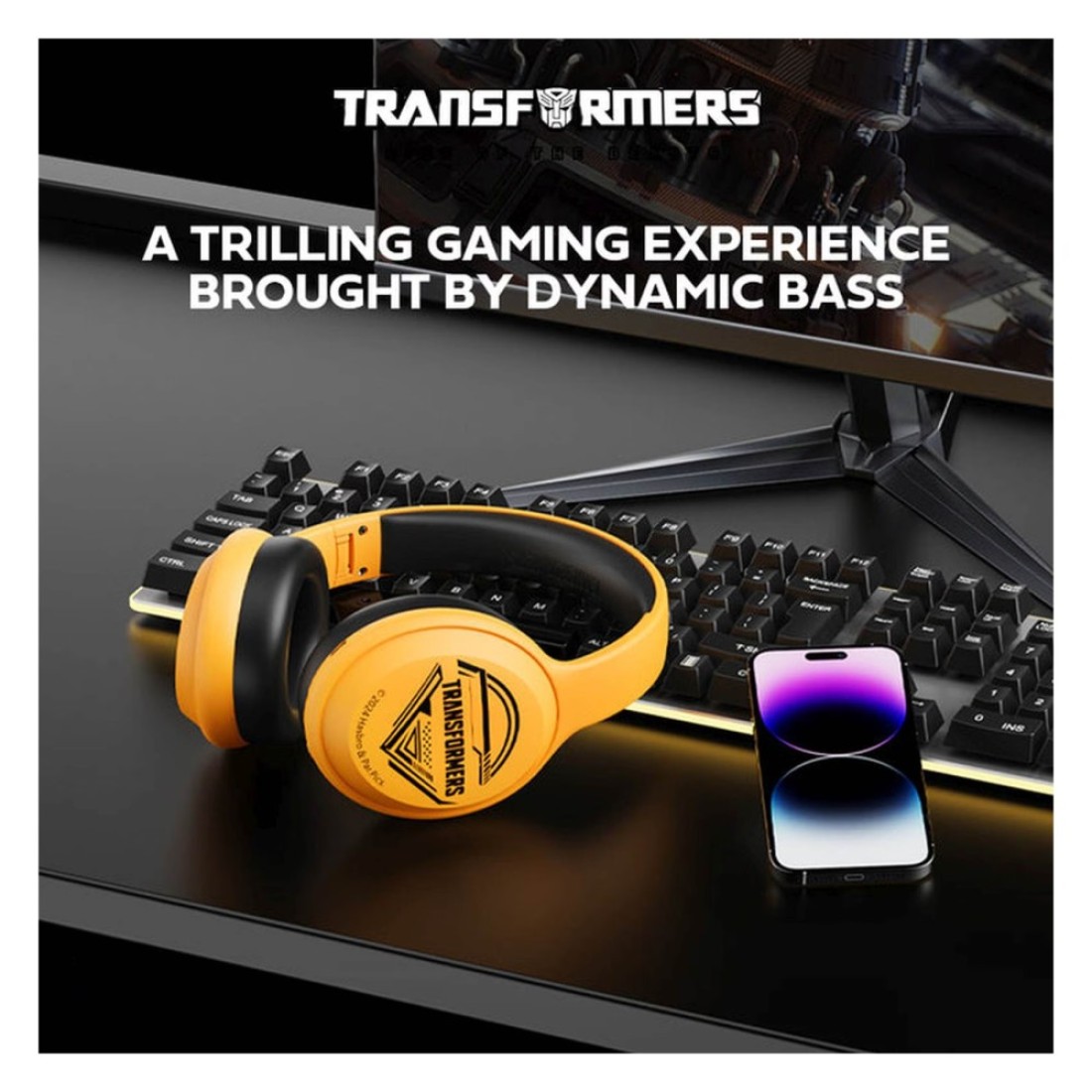 Transformers Bumble Bee Truly Wireless Bluetooth Over-Ear Headset TFG06, Yellow