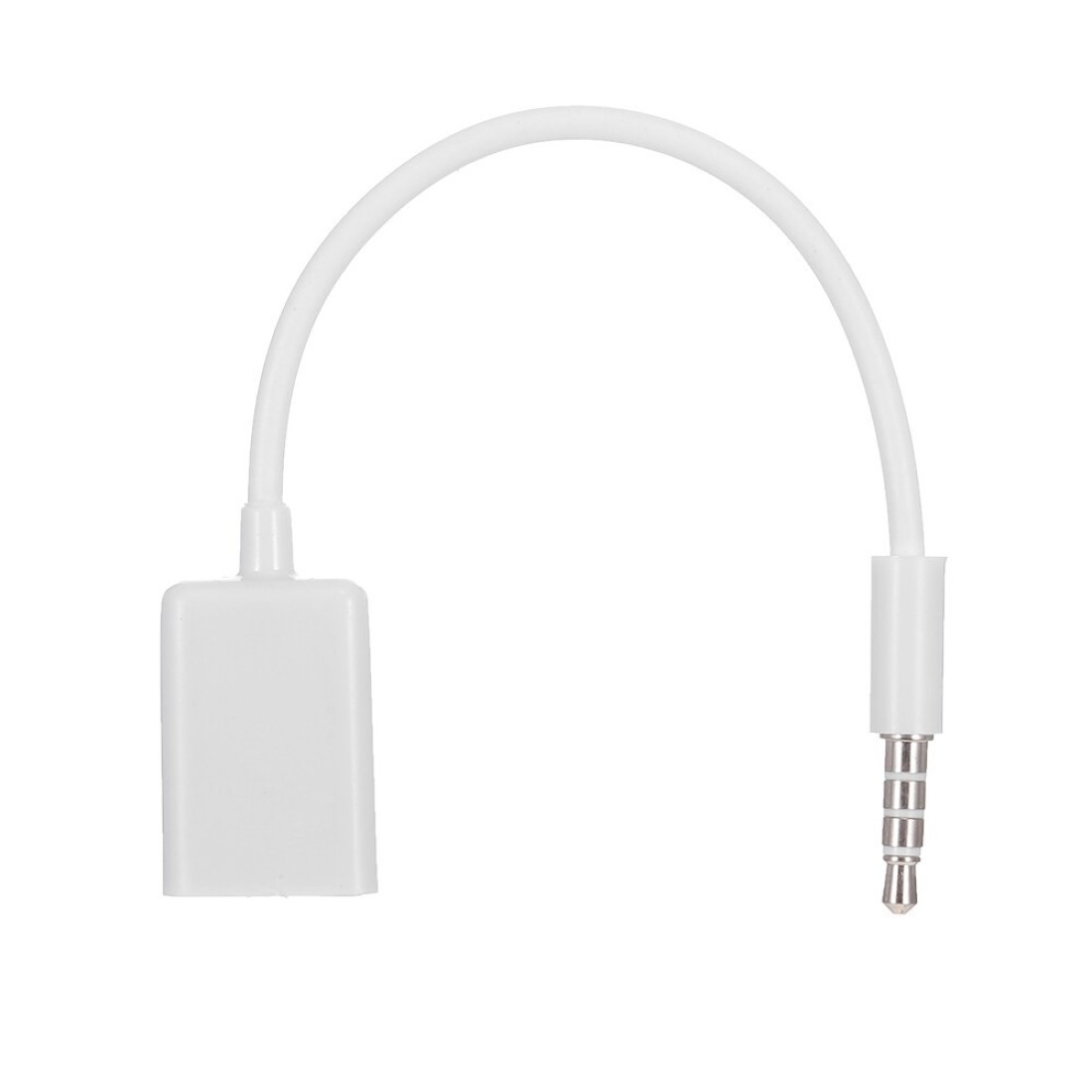 Generic-3.5mm Male Car AUX Audio Jack to USB 2.0 Female Adapter Converter Cord OTG Cable (White)