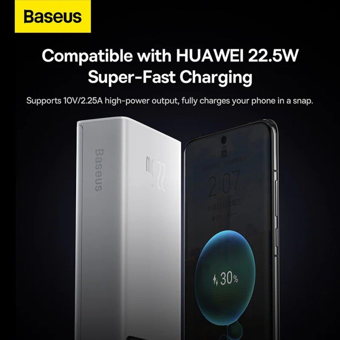 Baseus 30000.0 mAh Portable Charger Power Bank 30000mAh, 22.5W QC 3.0 PD 20W USB 3-Port 3A Fast Charging Charger C Battery Pack, Smart LED Display Phone for iPhone Series, Samsung, Android etc, White