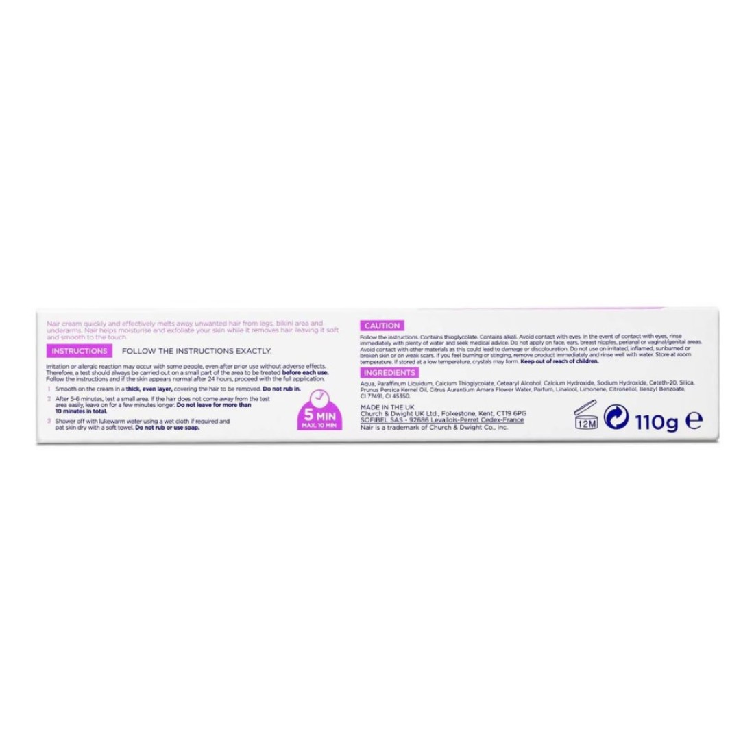 Nair Hair Remover Moisturising Cream White 110g Pack of 2