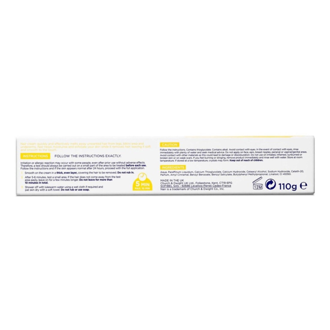 Nair Hair Remover Lemon Fragrance Cream White 110g Pack of 2