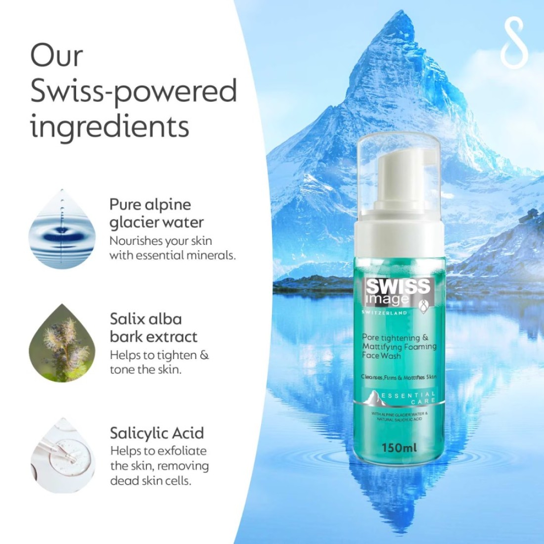 Swiss Image Essential Care Pore Tightening And Mattifying Foaming Face Wash Clear 150ml