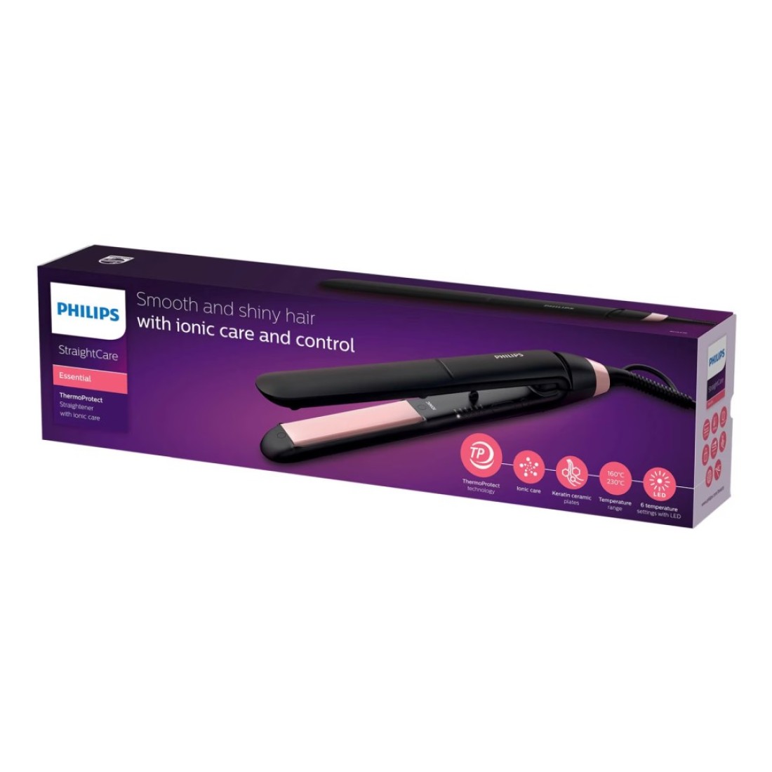 Philips Straight Care Essential ThermoProtect Straightener With Ionic Care And Control BHS378