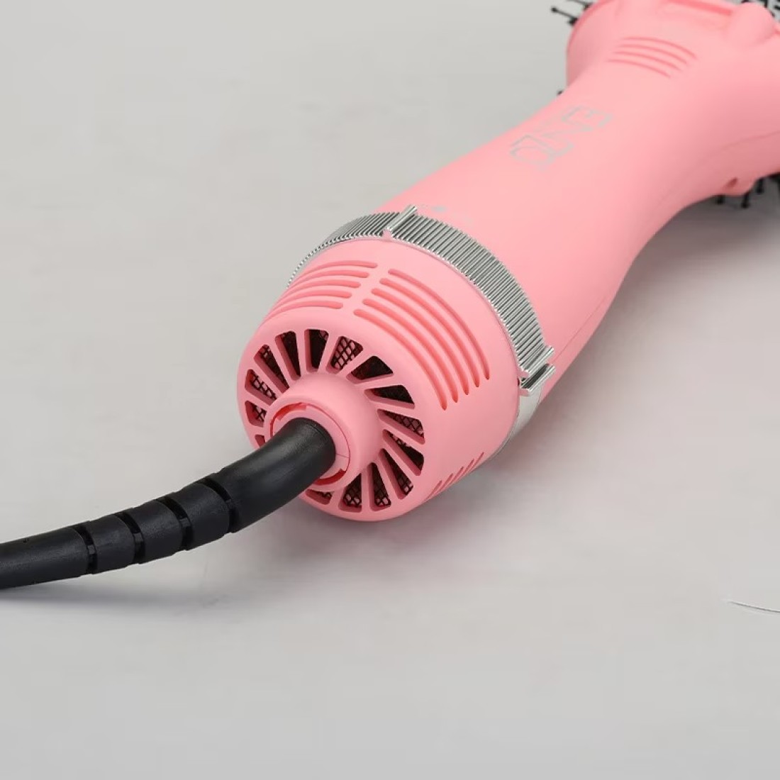 ENZO EN-6210 75mm Volumizing Blowout Brush – 1500W 3-in-1 Hair Dryer, Straightener, TurboDry Technology, Ionic Anti-Frizz Bristles, 3 Heat Settings & 2 Speeds – Pink – Intl Version