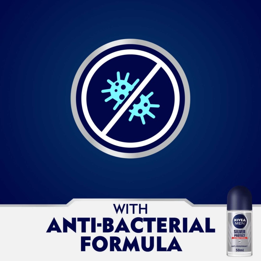 NIVEA MEN Antiperspirant Roll-on for Men Silver Protect Antibacterial Protection 50ml