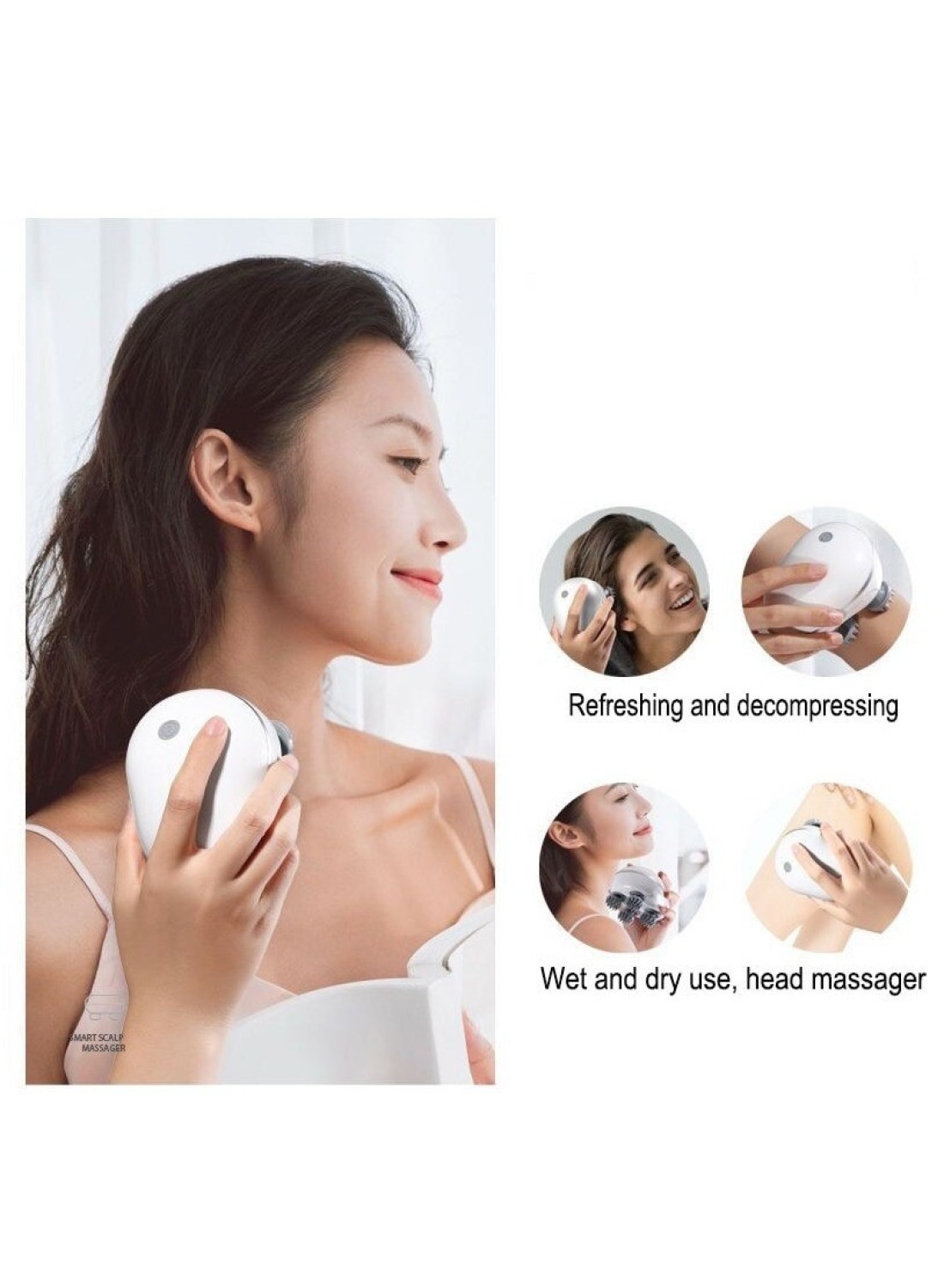 Electric Head Massagers Cordless Hair Scalp Massager with Kneading 6 Massage Nodes Handheld Scratcher for Deep Clean Hair Growth Head Relaxing Scalp Massage Tools