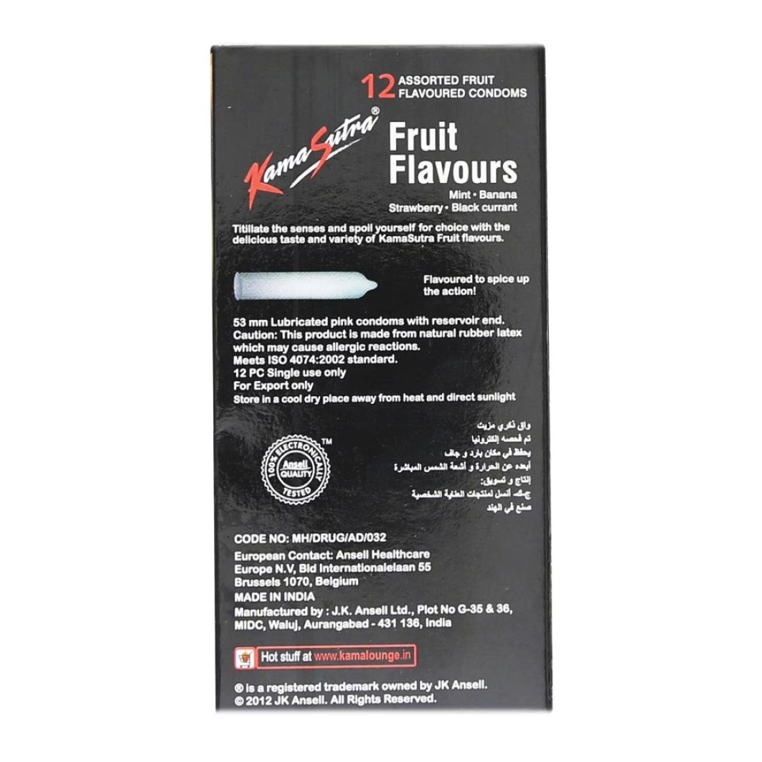 Kamasutra Fruit Flavoured Condom Clear 12 PCS