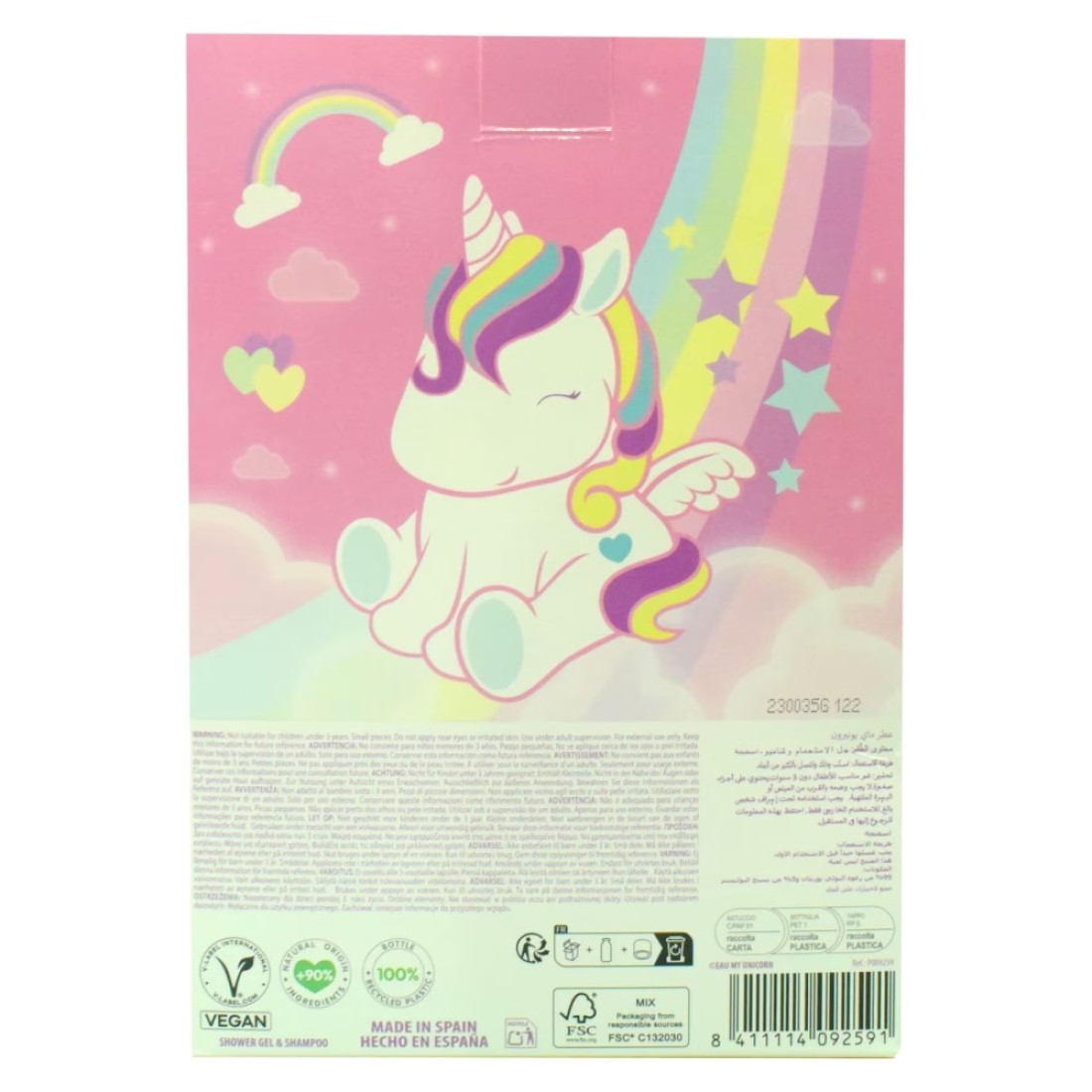 Air-Val Eau My Unicorn 1D Figure 2-in-1 Shower Gel and Shampoo 400ml with Sponge Gift Set