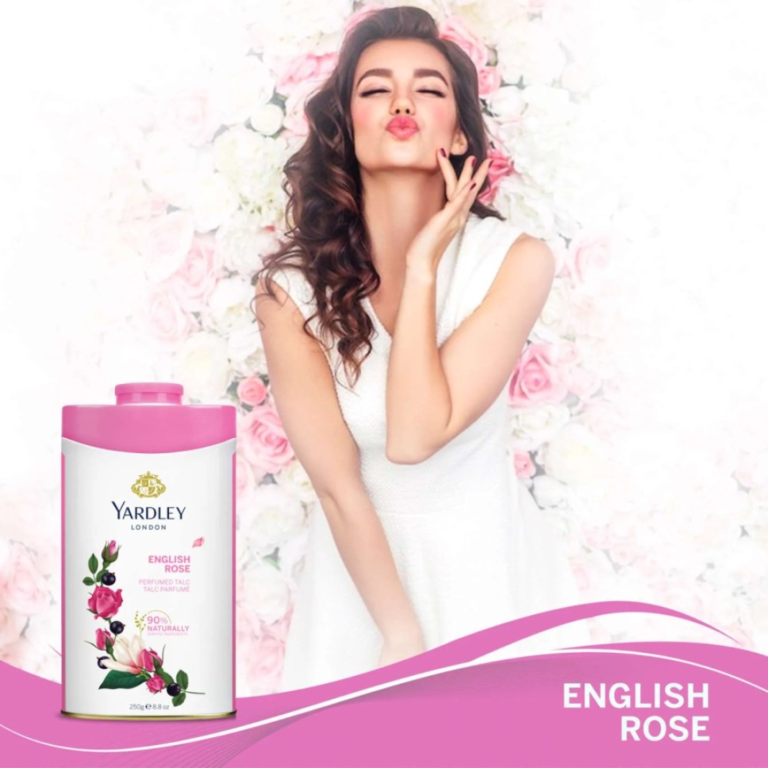 Yardley London English Rose Perfumed Talcum Powder White 125g