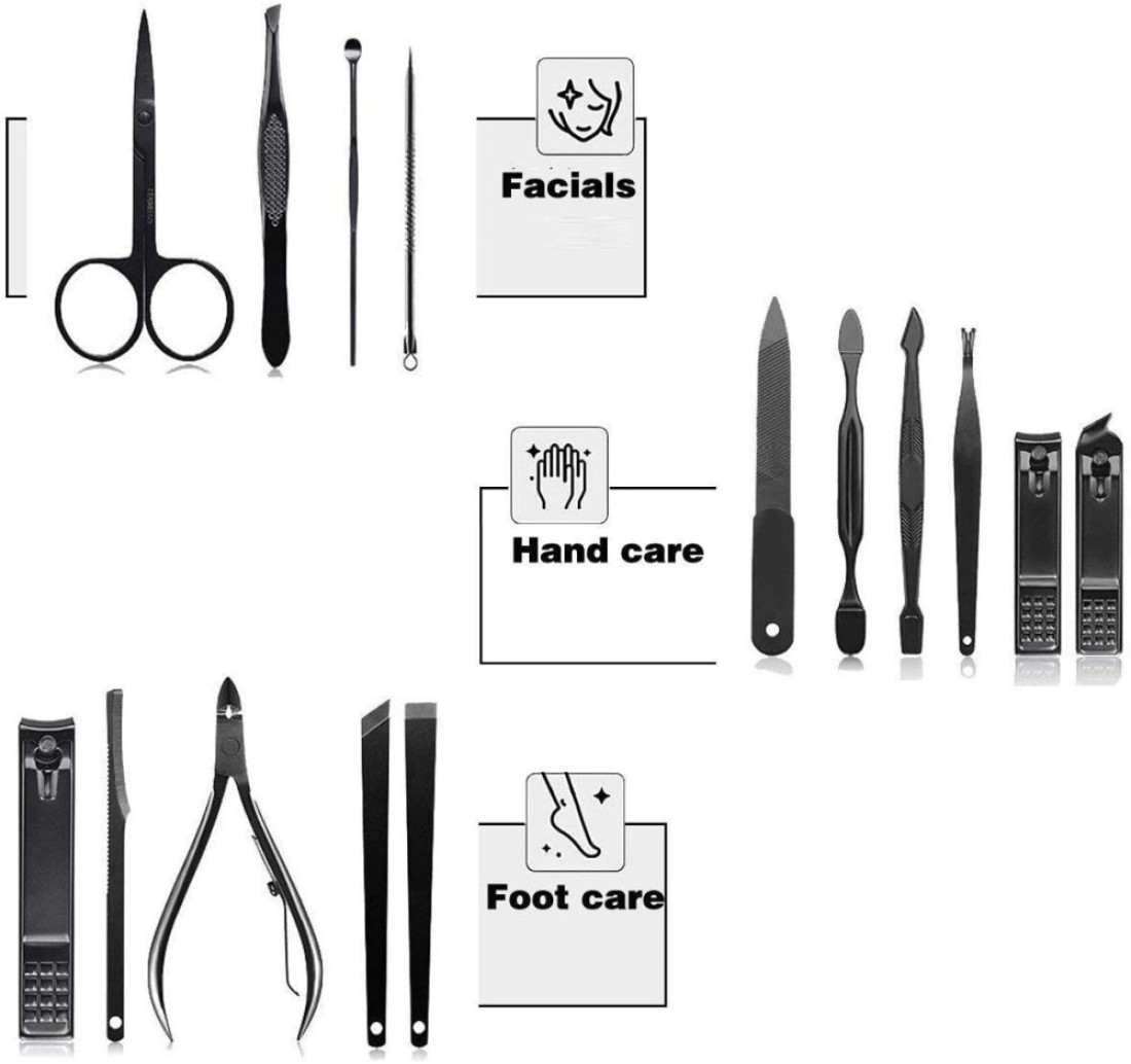 Nail Clipper Set 15 In 1 Nail File Swing Out Nail Cleaner File Popular Gifts For Men & Women Best Nail Care For Manicure Pedicure Home & Travel Manicure Set Red, Black, 11 X 7 X 2 Cm