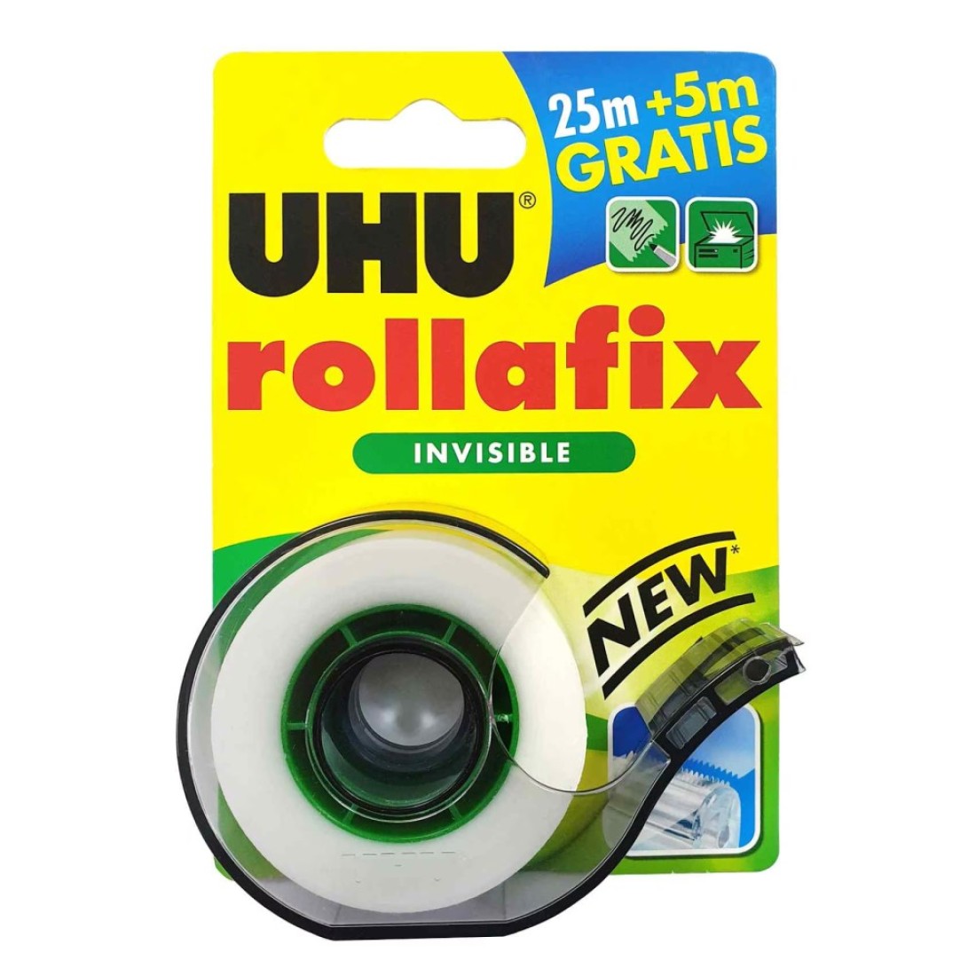 UHU Rollafix invisible Tape with Rollafix Transparent Tape Clear 30m 2 PCS