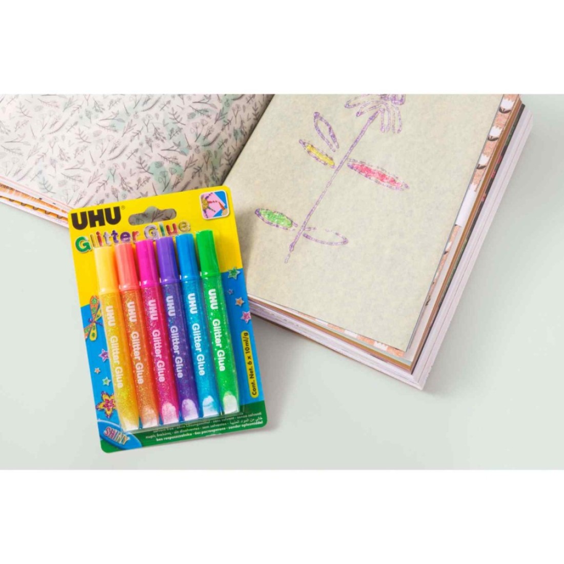 UHU Glitter Glue Multicolour 10ml 6 PCS Pack of 2