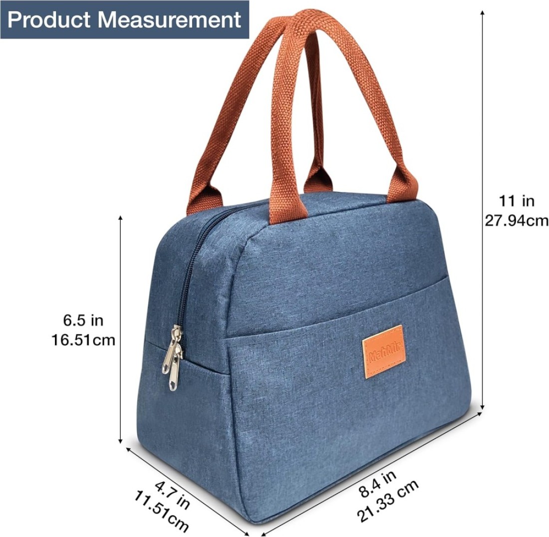 MahMir Insulated Lunch Bag for Men Women Kids with Strap Handles, Wide Open Easy to Clean Insulated Lunch Bag Box for Office Work School Picnic Travel, Leakproof Thermal Cooler Insulated Lunch (Blue)