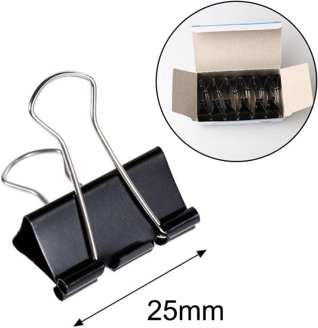 Fitto Binder Clips - Heavy Duty Metal Clamps for Organizing Papers, Files, Office Supplies, and Schoolwork - Durable, Reusable, Ideal for Home, Office, and Classroom Use (12Pcs 25mm, Black)