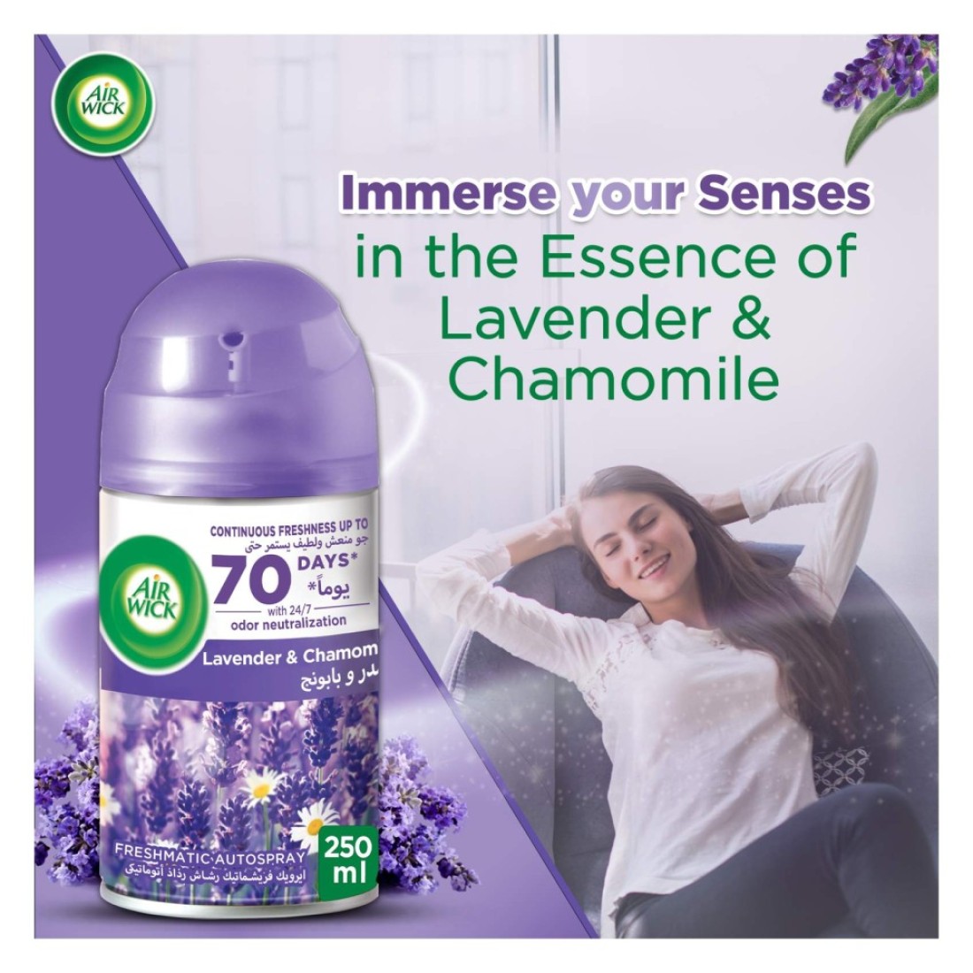 Airwick Freshmatic Autospray Refill, Lavender and Chamomile, 250ml Pack of 3