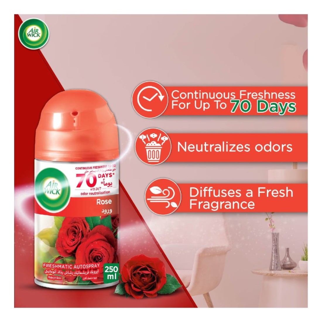 Air Wick Freshmatic Auto Spray Kit Midnight Rose 250ml Pack of 2