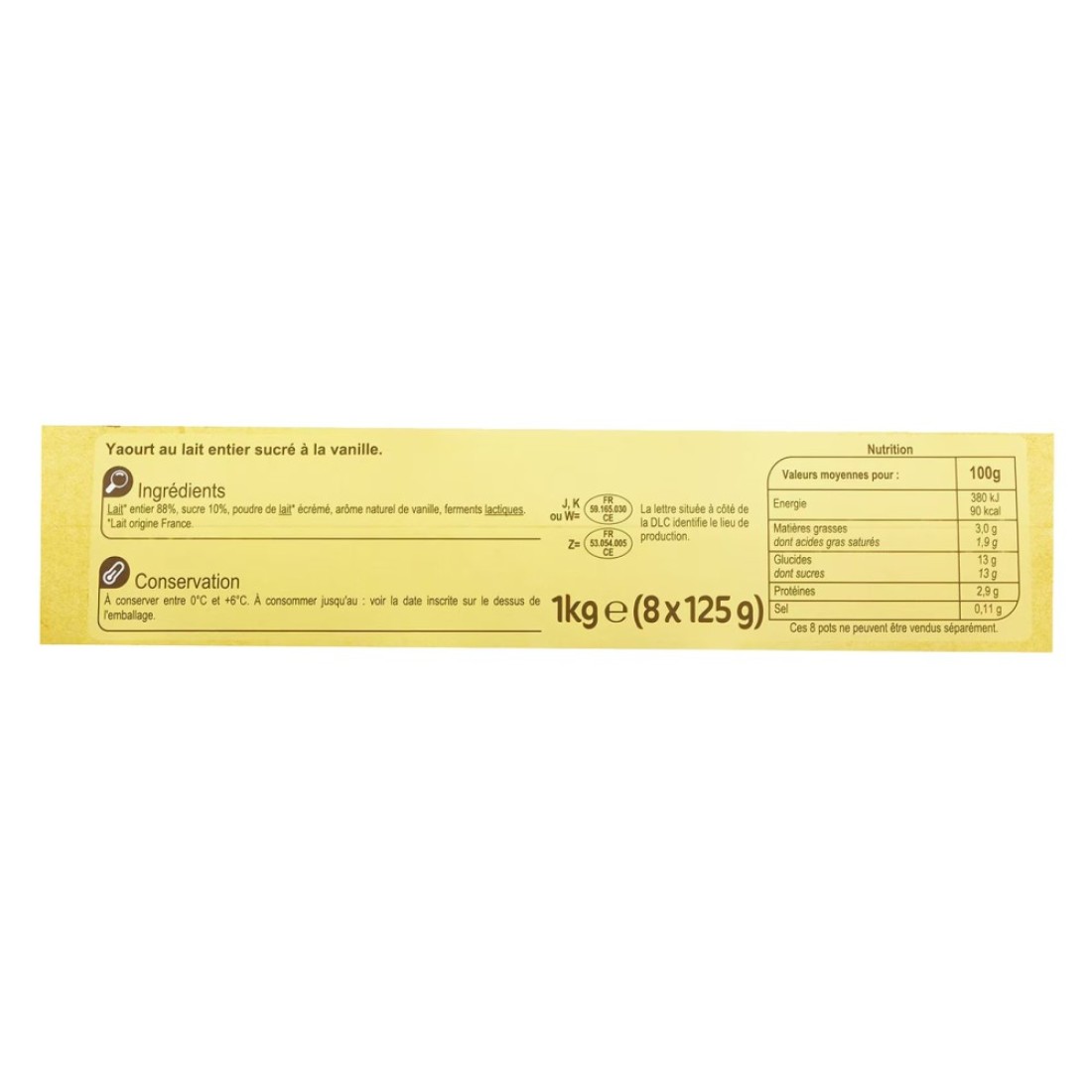 Carrefour Vanilla Yoghurt 125g Pack of 8