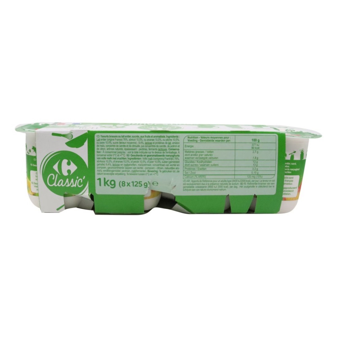 Carrefour Classic Yellow Fruit Yoghurt 125g Pack of 8