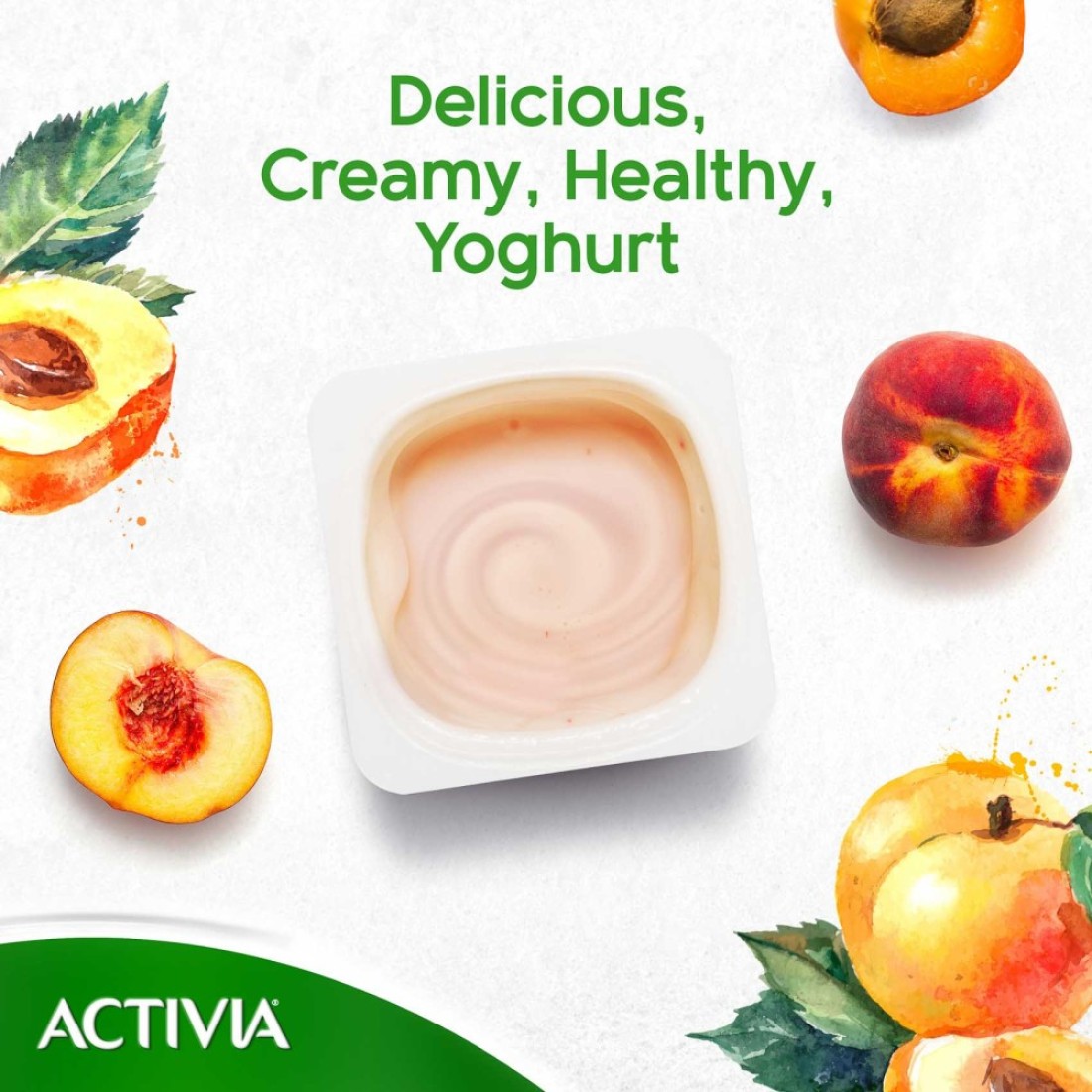 Activia Full Fat Peach And Apricot Stirred Yoghurt 120g Pack of 8