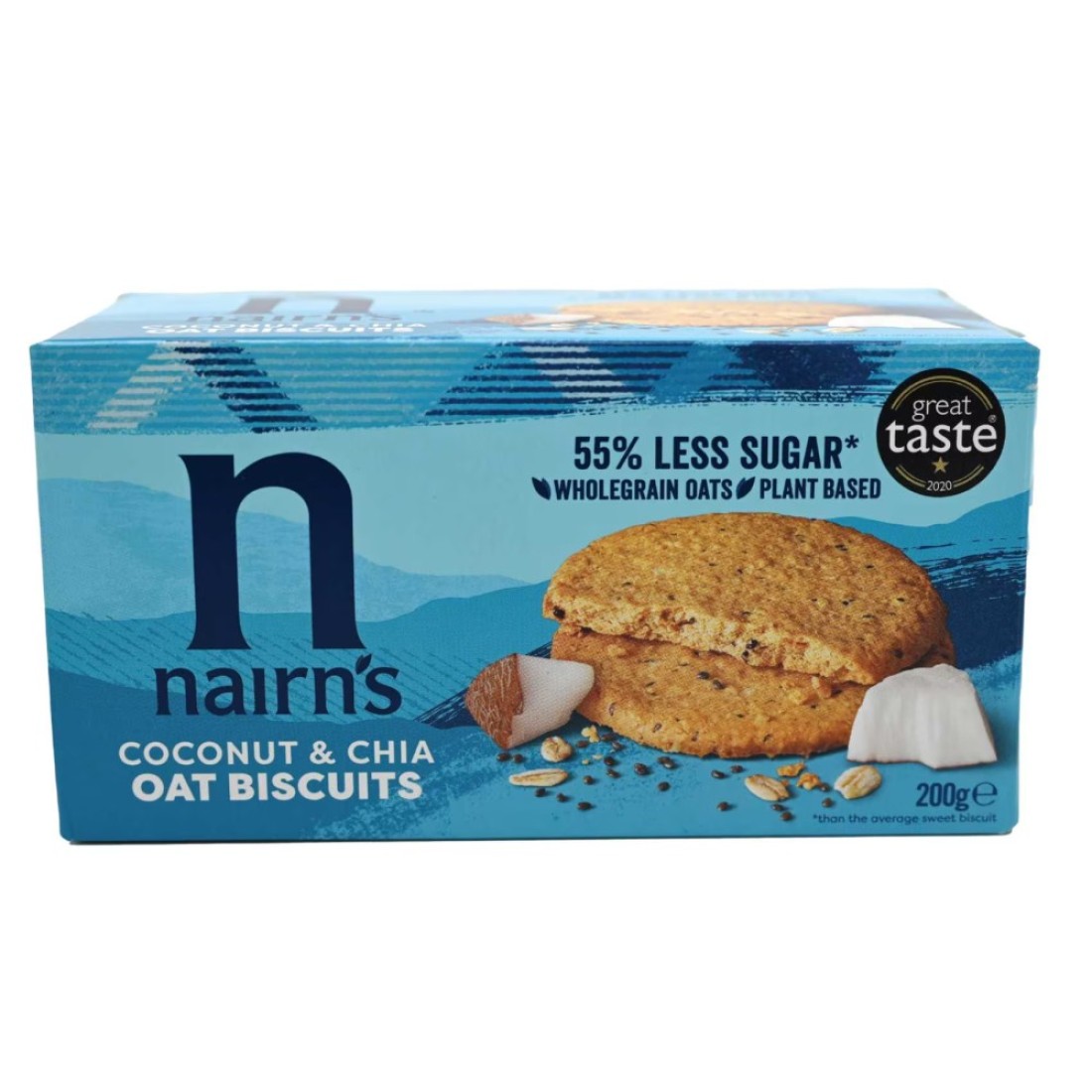 Nairn&#39;s Less Sugar Coconut and Chia Oat Biscuits, 200g