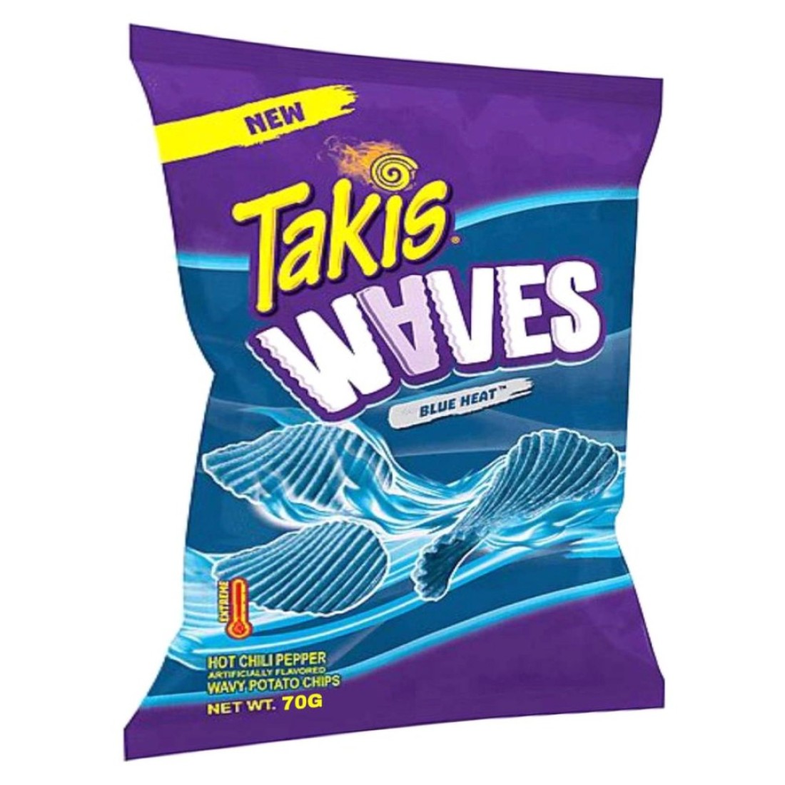 Takis Blue Heat Waves Hot Chili Pepper Flavoured Wavy Potato Chips, 70g